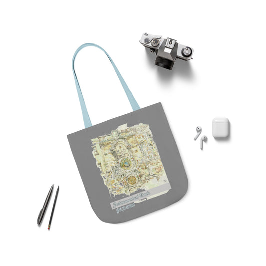 Prague-inspired grey Tote Bag with 4-Color Straps
