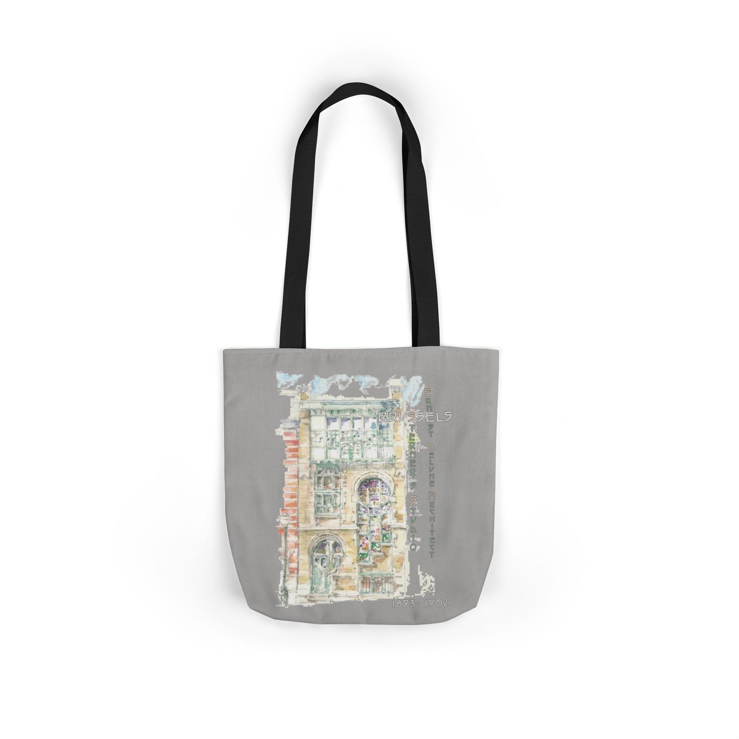 Art-Nouveau-inspired light grey Tote Bag with 5-Color Straps