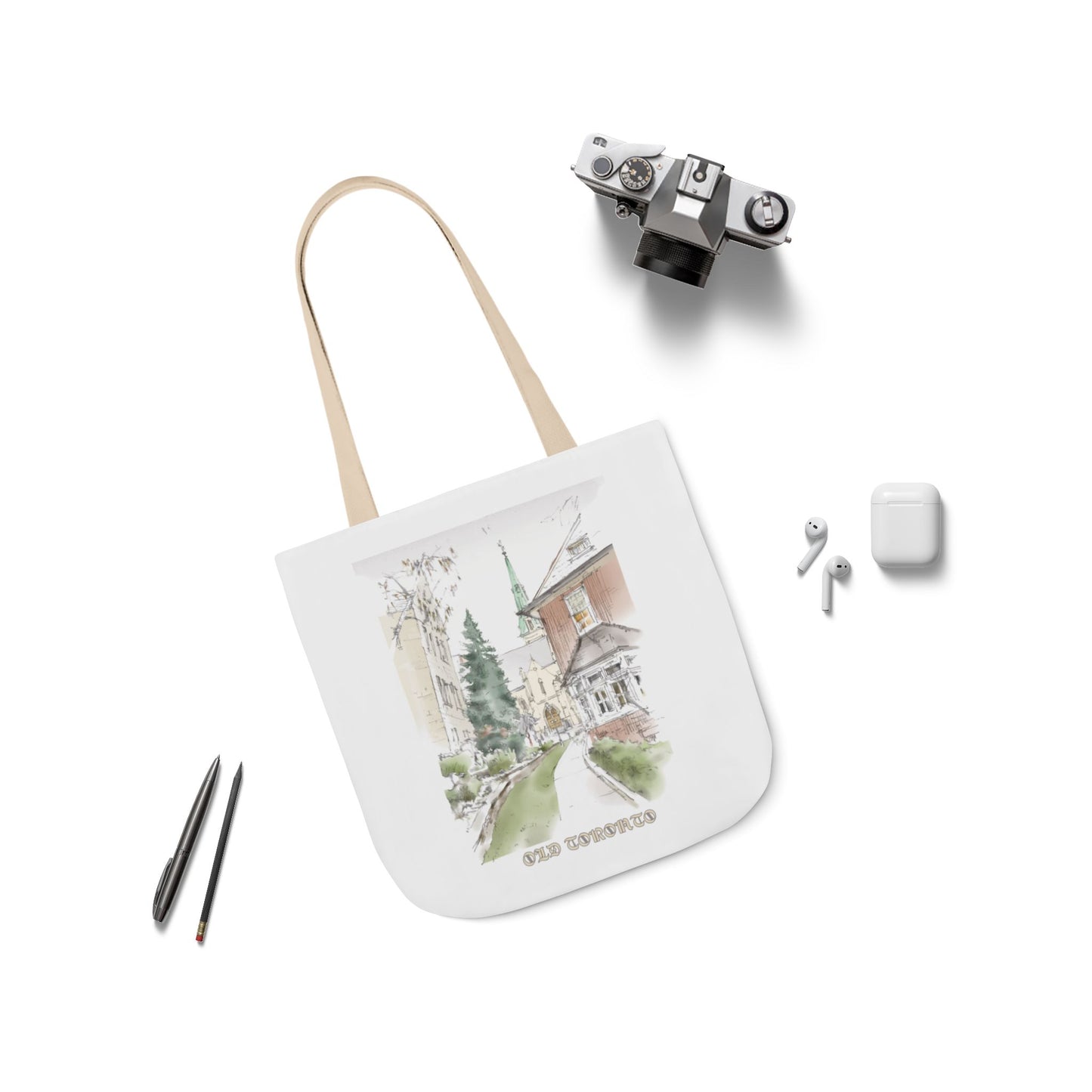 Old Toronto-inspired Tote Bag with 3-Color Straps