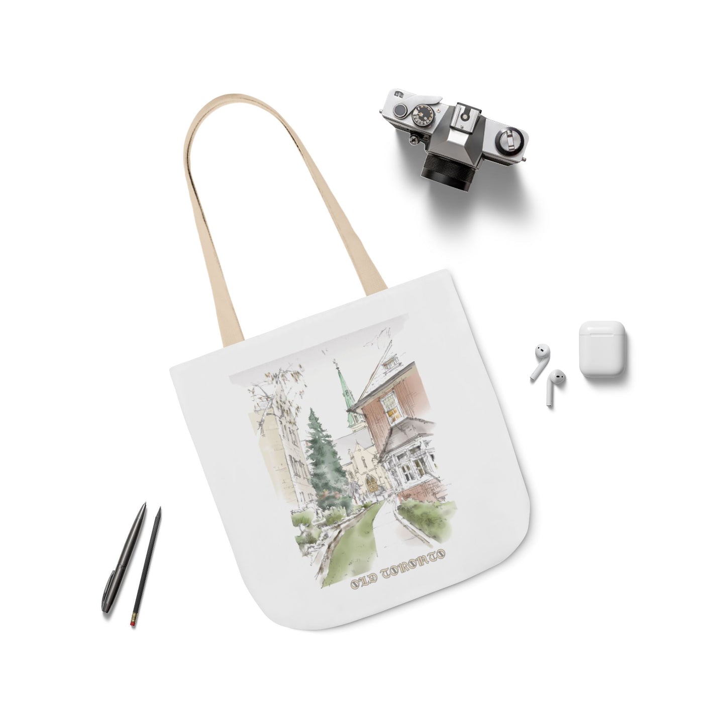 Old Toronto-inspired Tote Bag with 3-Color Straps