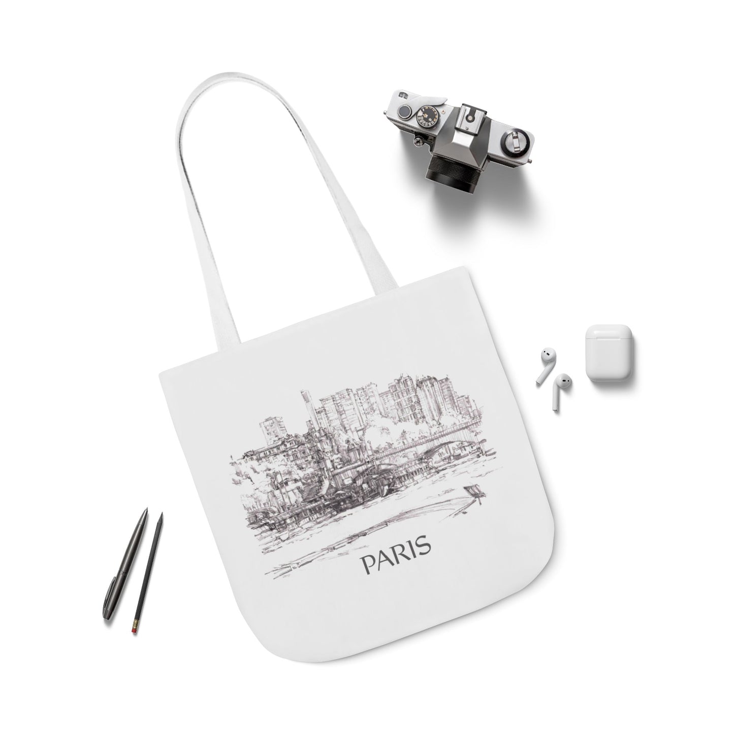 Paris-inspired Tote Bag with 5-Color Straps