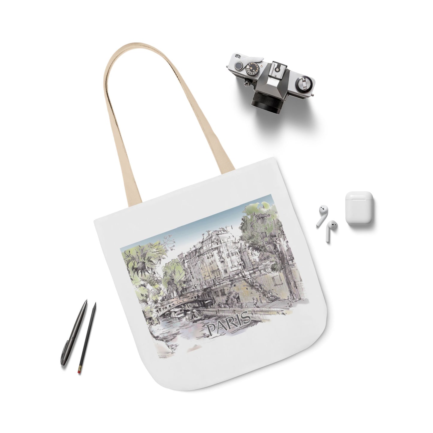 Paris-inspired Tote Bag with 4-Color Straps