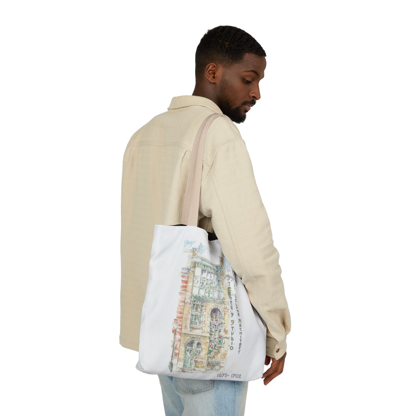 Brussel's Art-Nouveau-inspired Tote Bag with 3-Color Straps