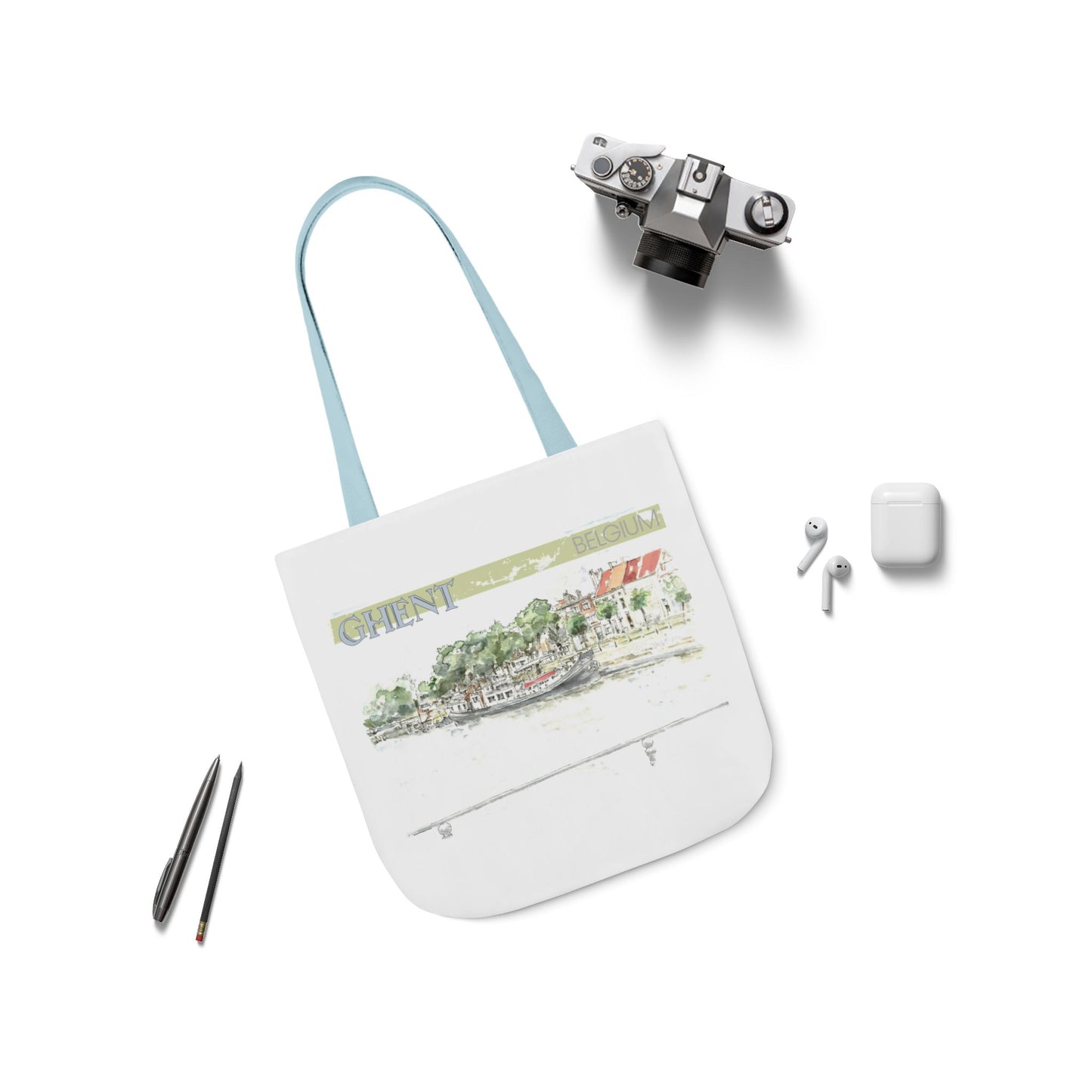Ghent-inspired Tote Bag with 4-Color Straps