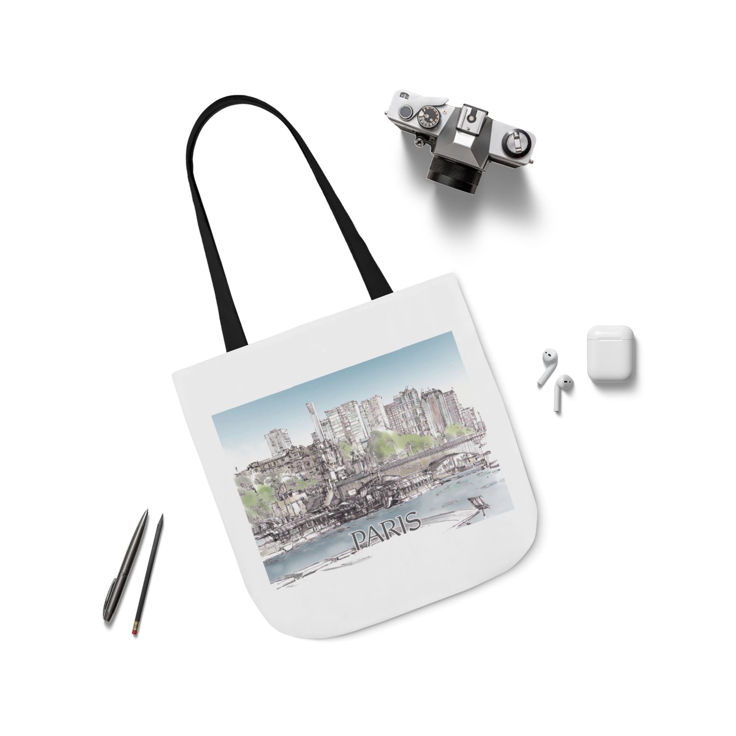 Paris-inspired Tote Bag with 4-Color Straps