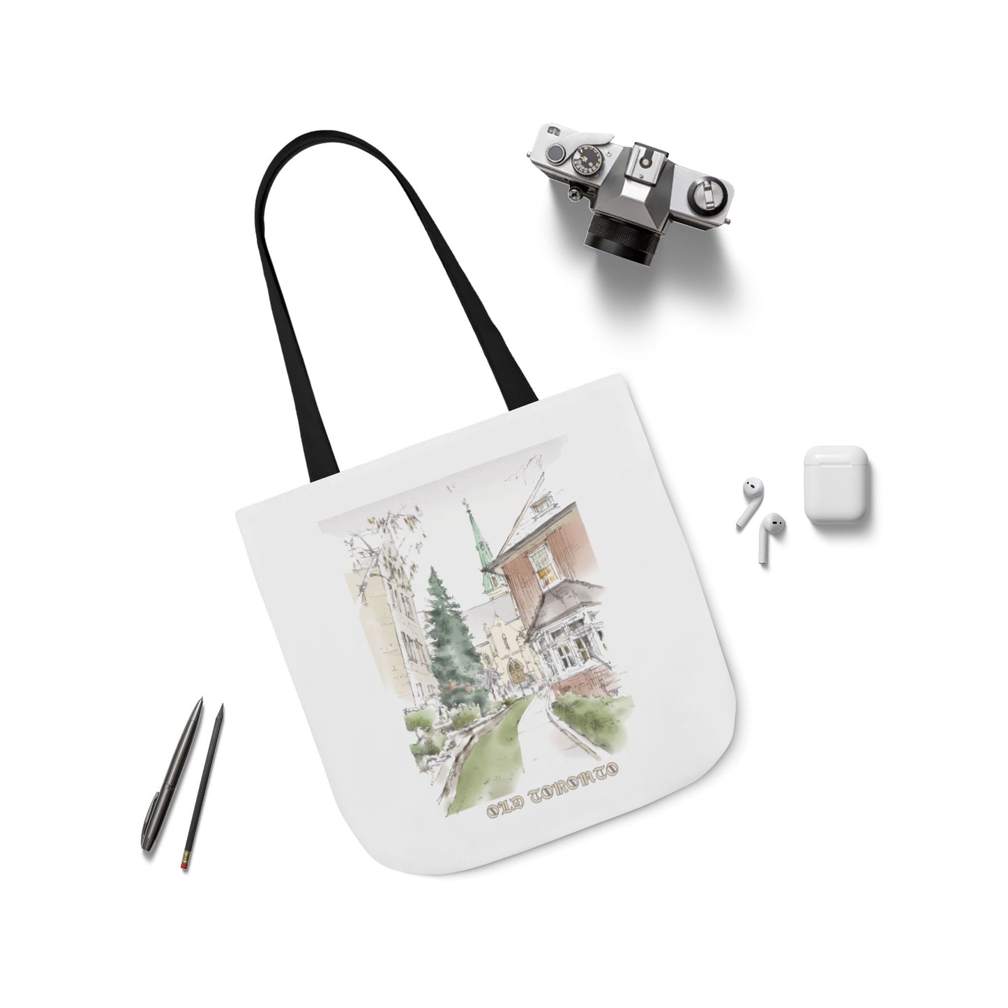 Old Toronto-inspired Tote Bag with 3-Color Straps
