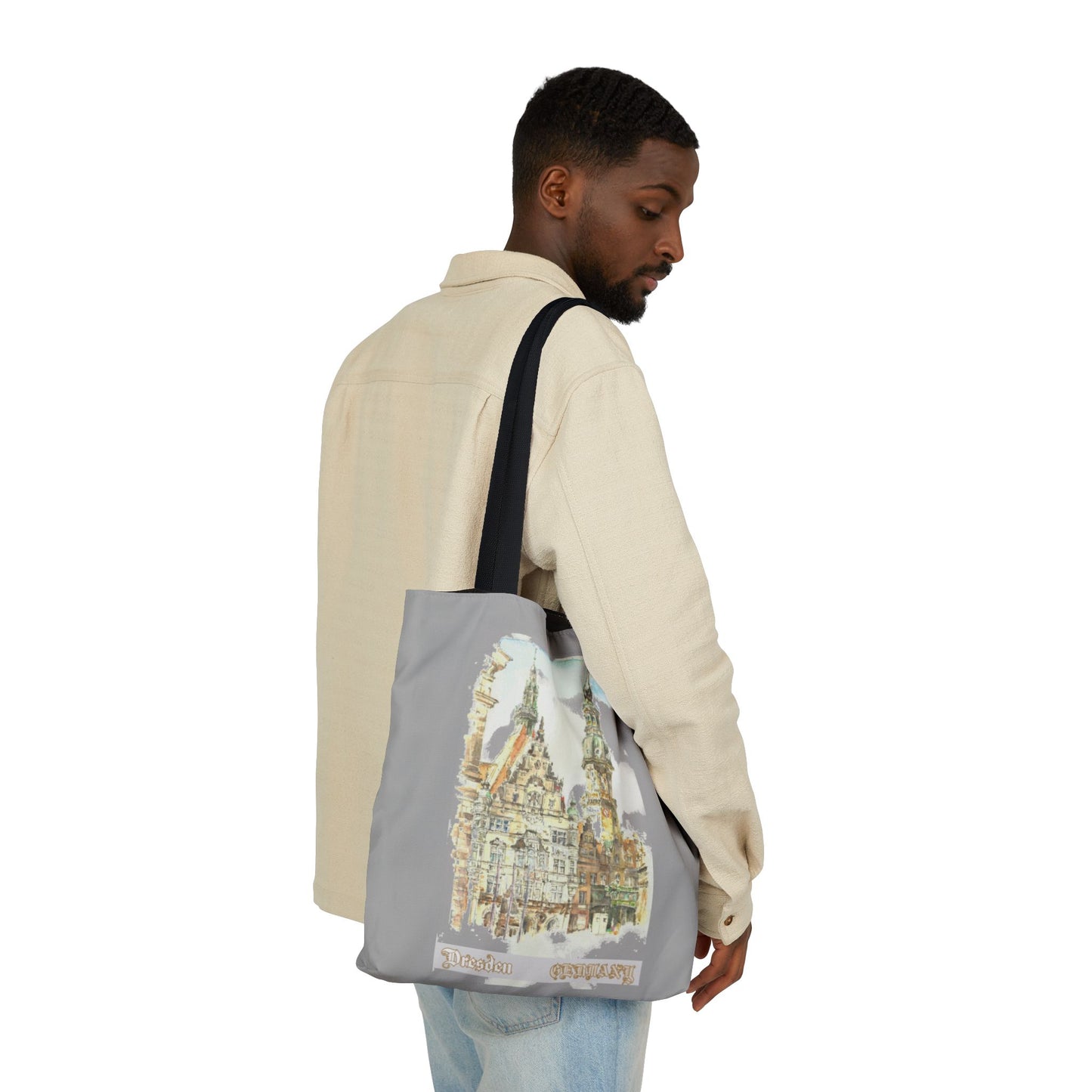 Dresden-inspired light grey Tote Bag with 4-Color Straps