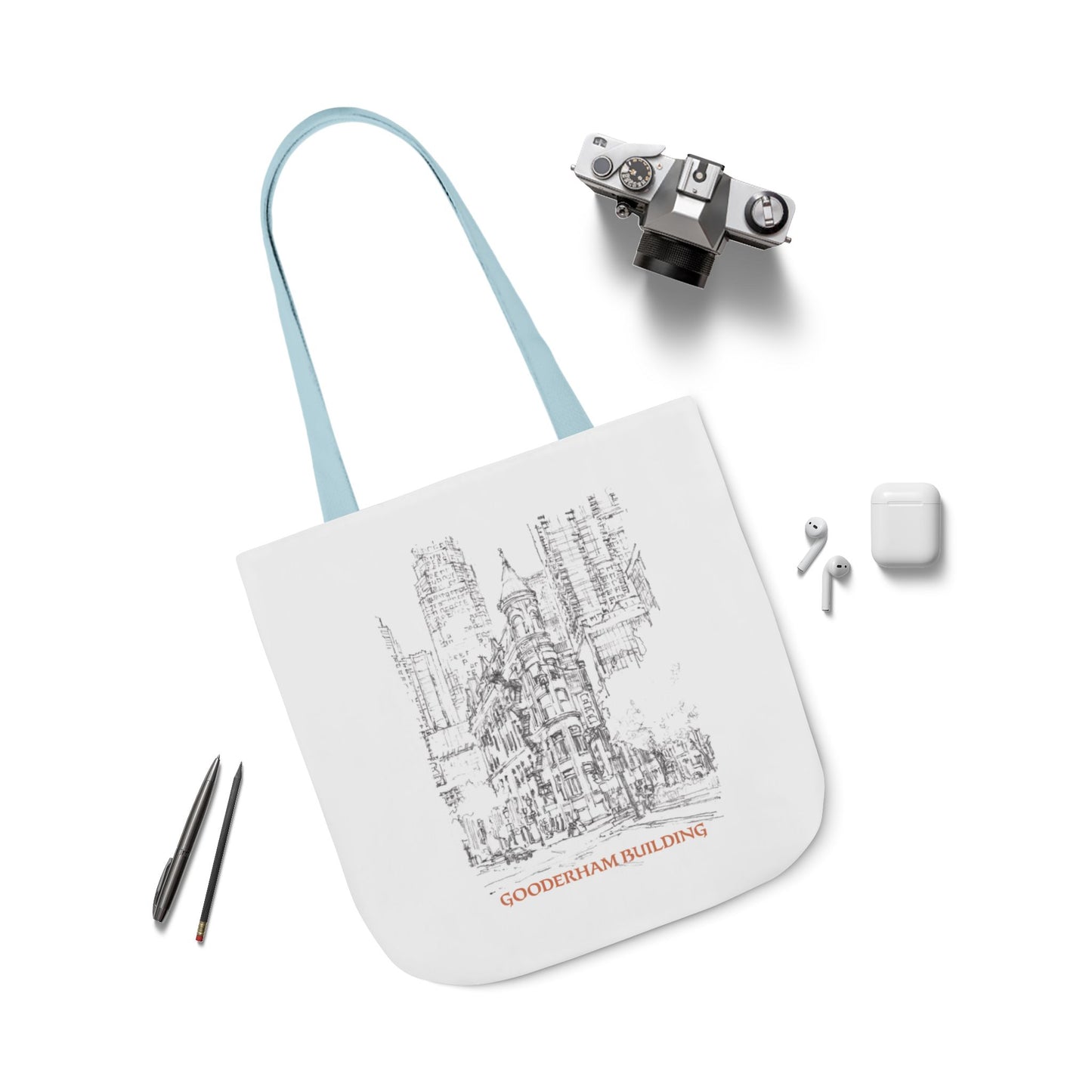 Toronto Gooderham building-inspired Tote Bag with 4-Color Straps