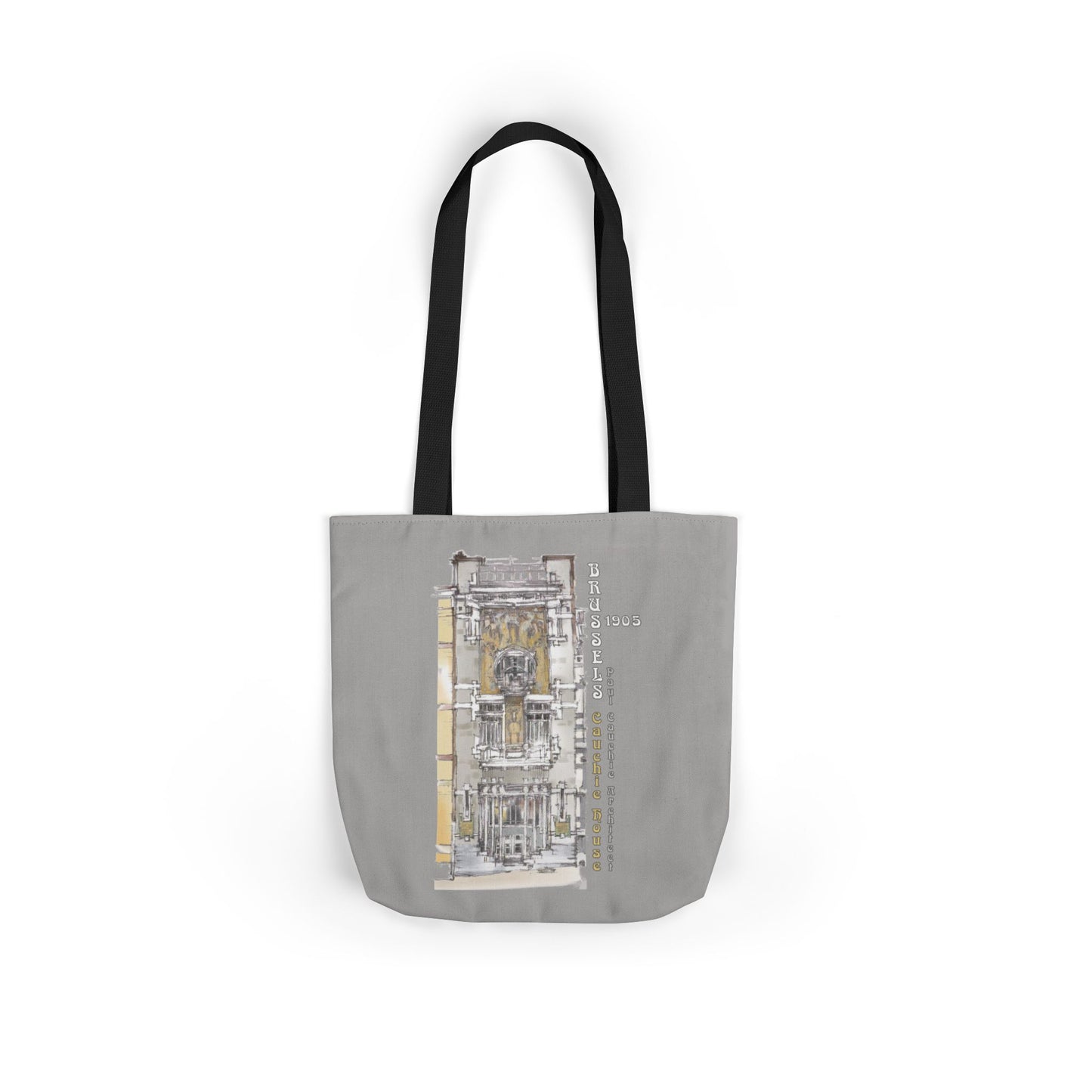 Brussel's Art-Nouveau-inspired light grey Tote Bag with 3-Color Straps