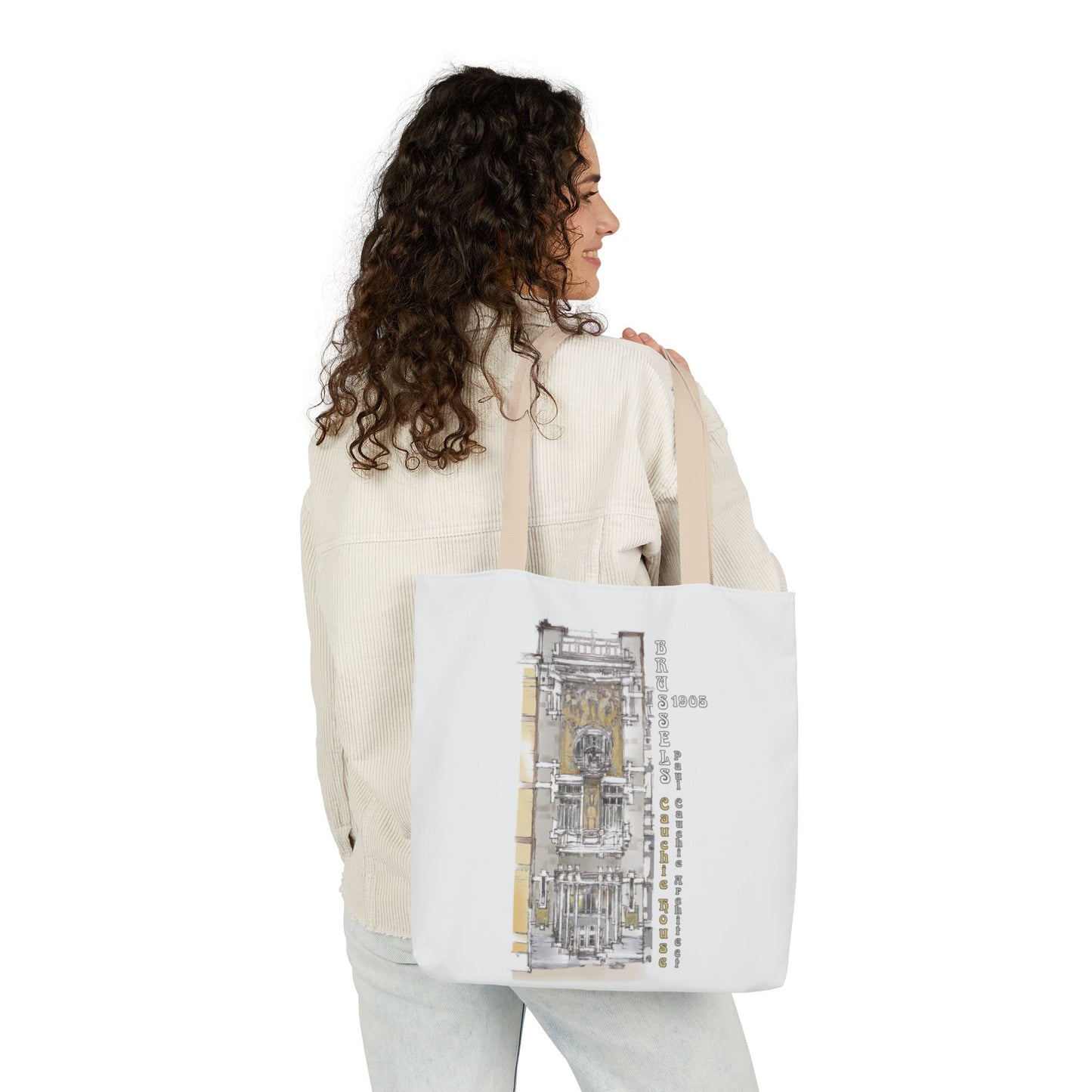 Brussel's Art-Nouveau-inspired Tote Bag with 3-Color Straps