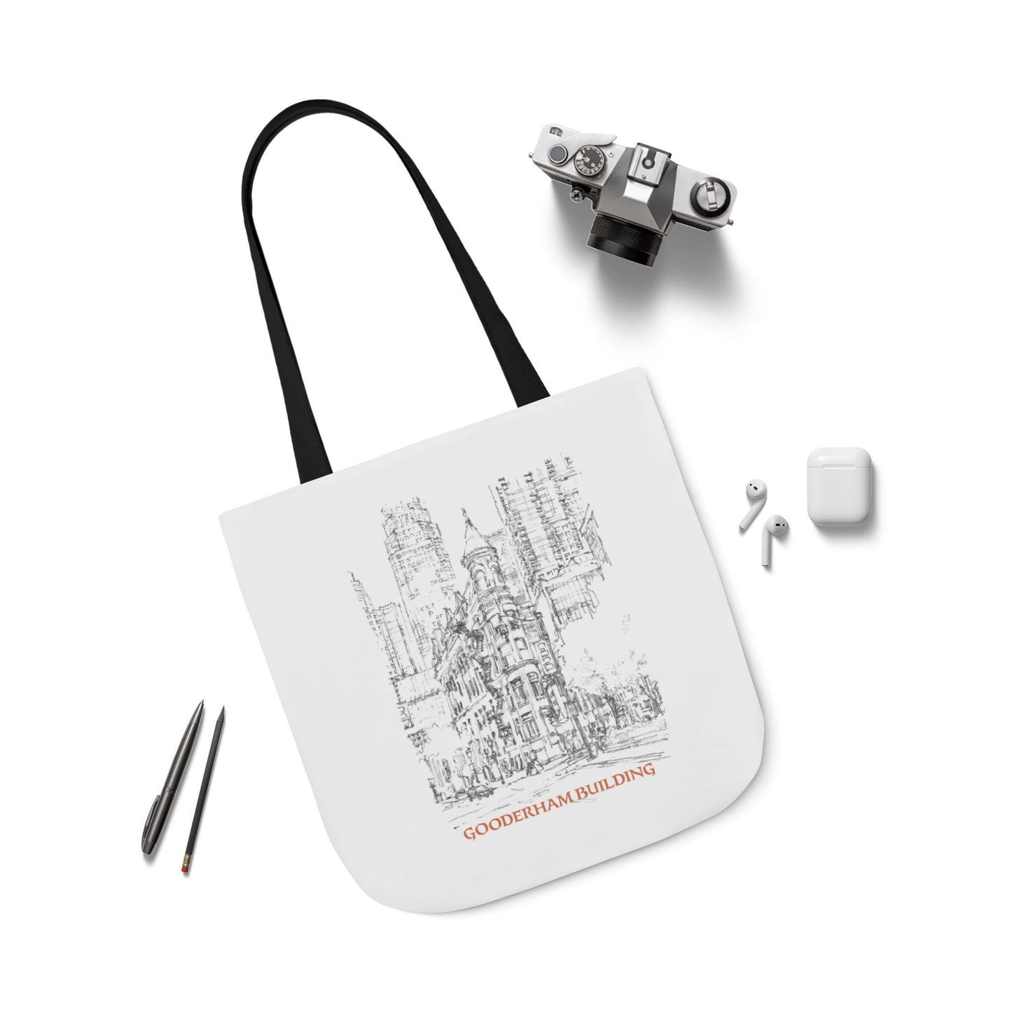 Toronto Gooderham building-inspired Tote Bag with 4-Color Straps