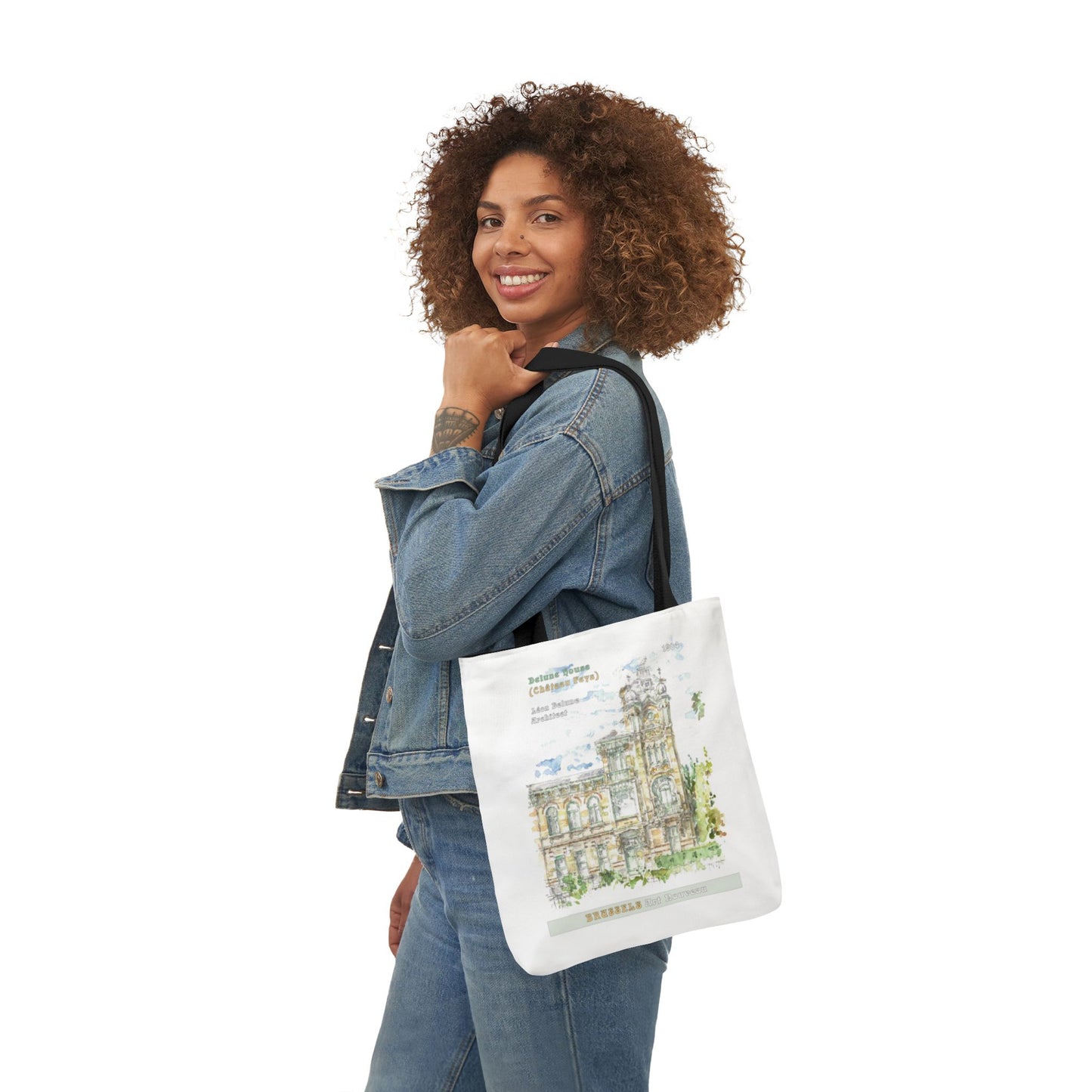 Brussel's Art-Nouveau-inspired Tote Bag with 3-Color Straps