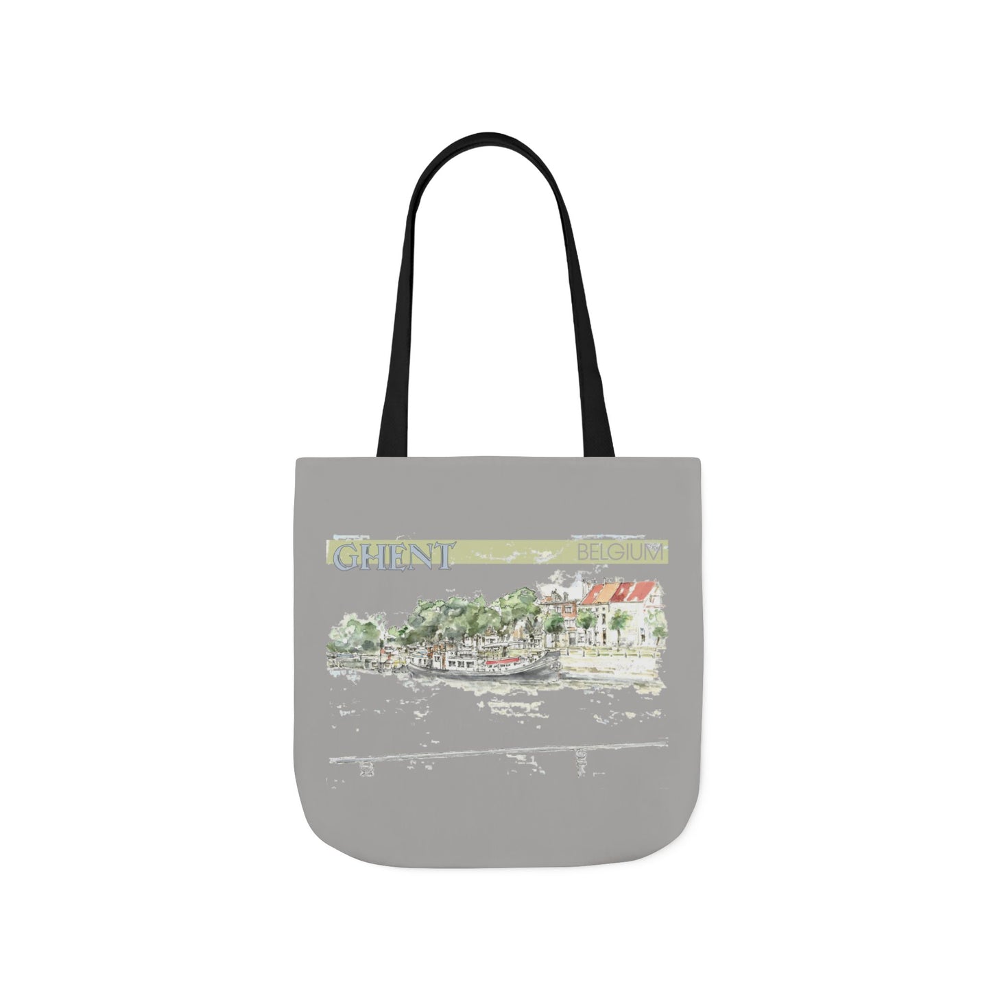 Ghent-inspired light grey Tote Bag with 4-Color Straps