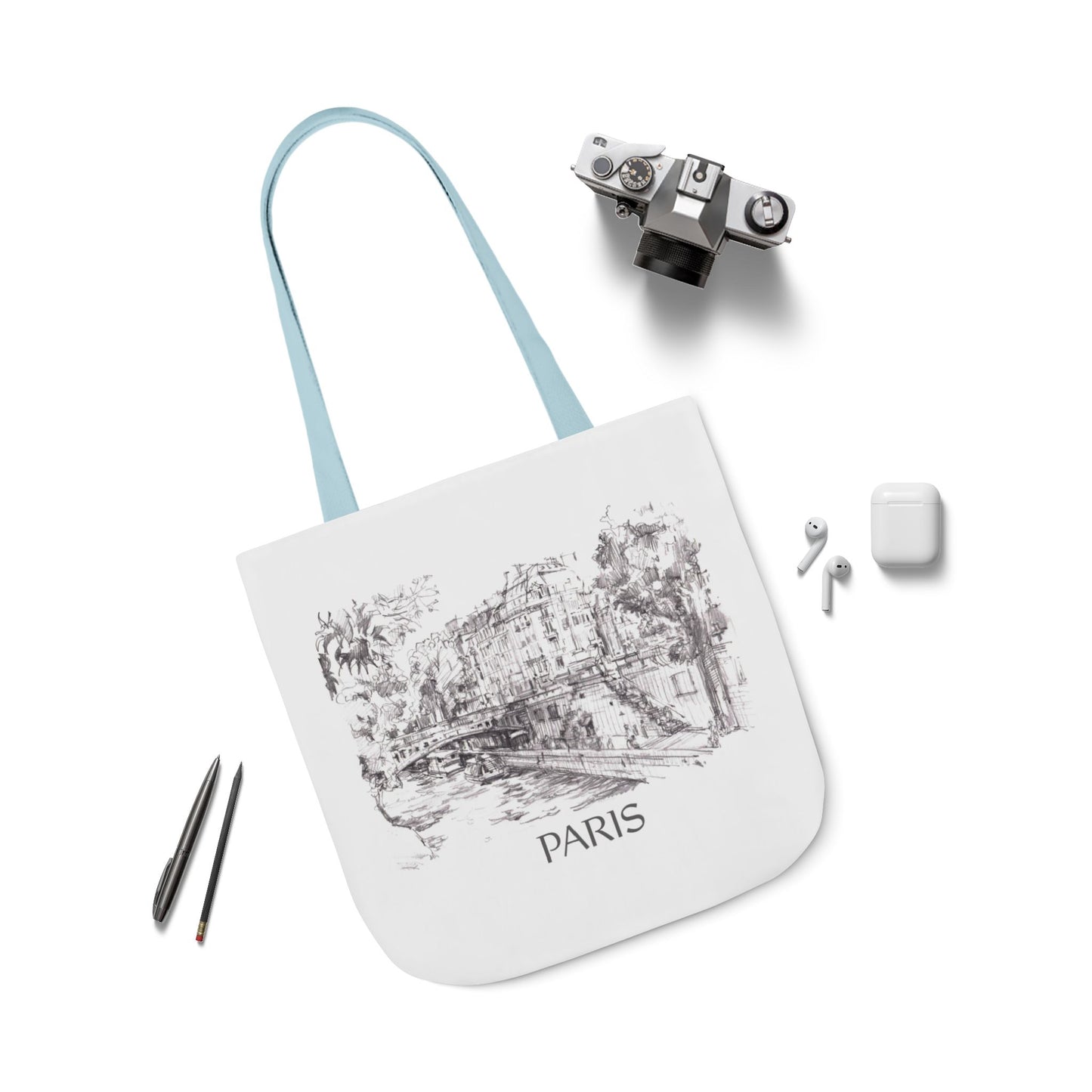 Paris-inspired Tote Bag with 5-Color Straps