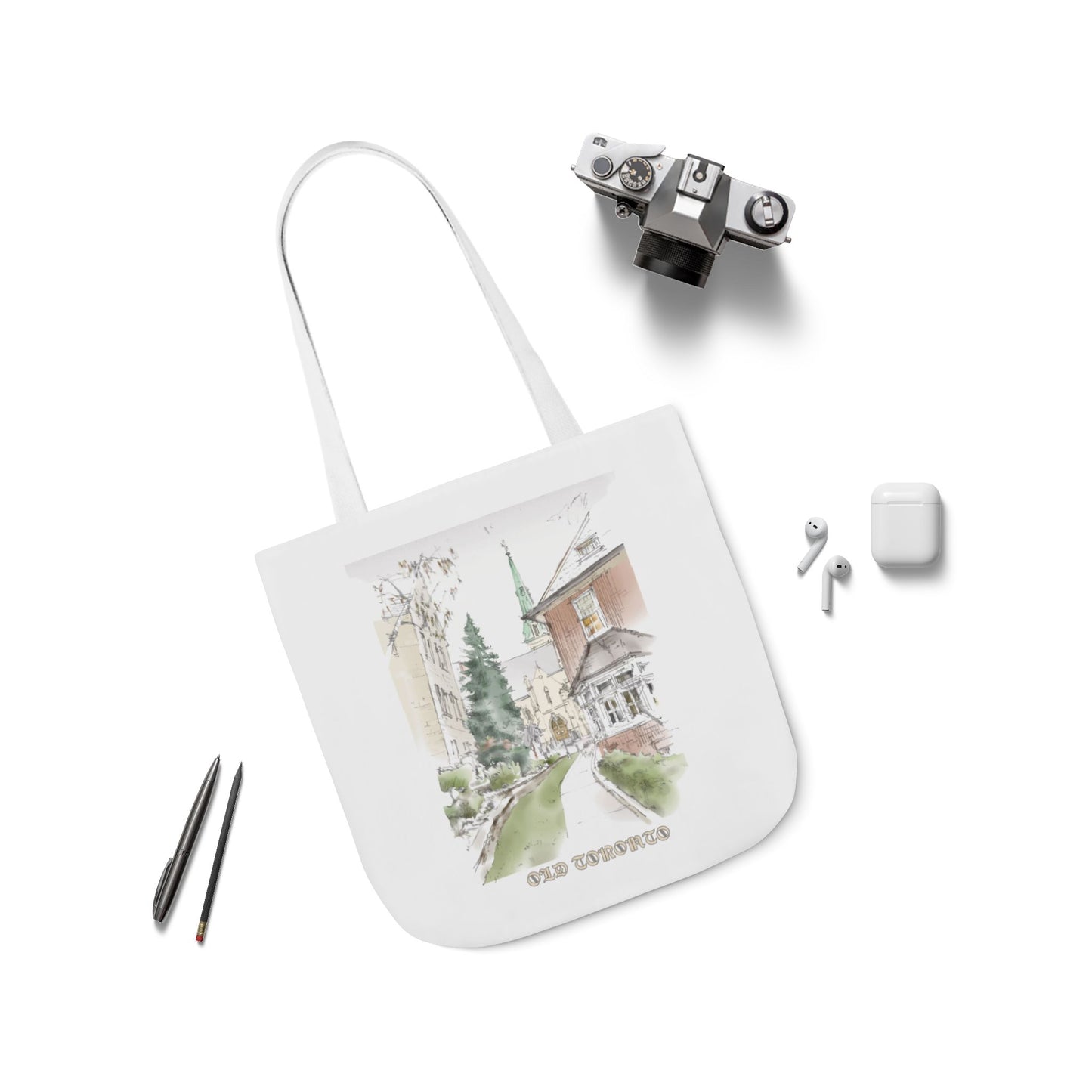 Old Toronto-inspired Tote Bag with 3-Color Straps