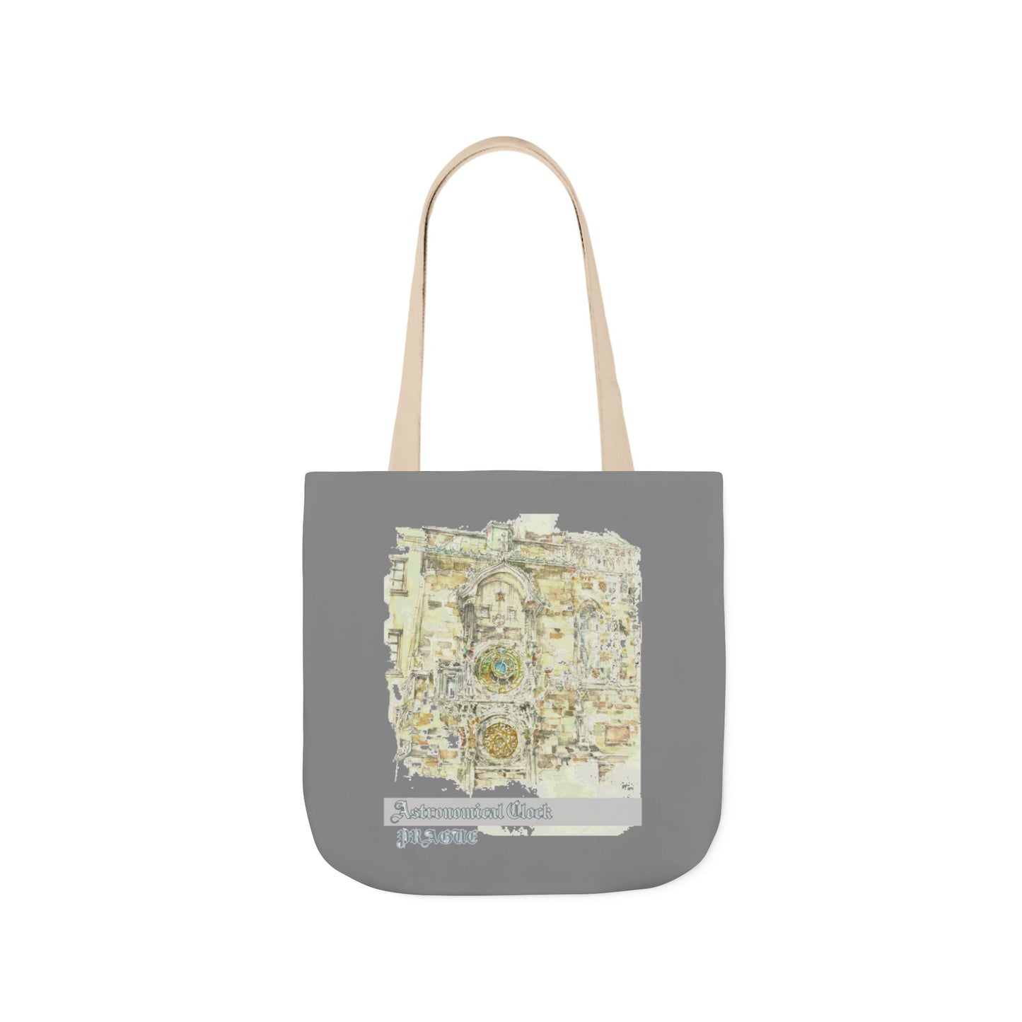 Prague-inspired grey Tote Bag with 4-Color Straps