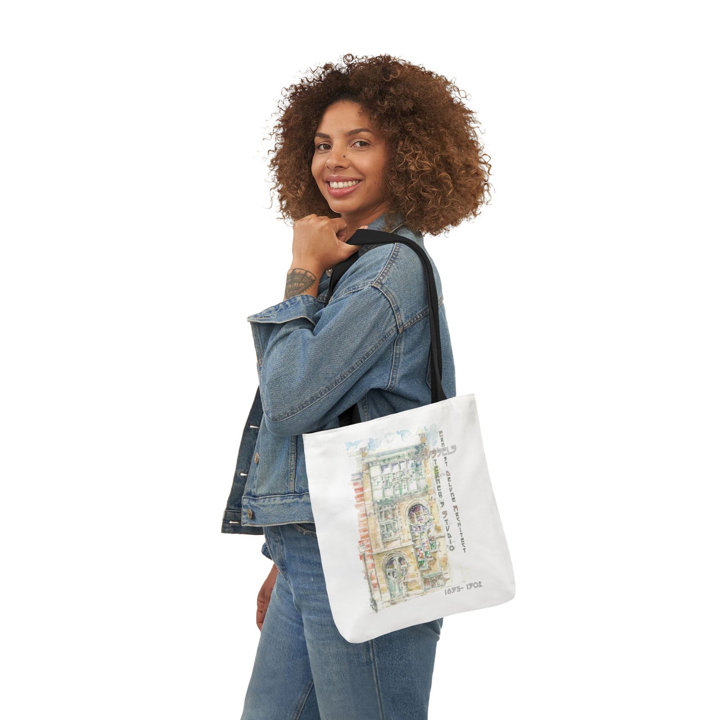 Brussel's Art-Nouveau-inspired Tote Bag with 3-Color Straps