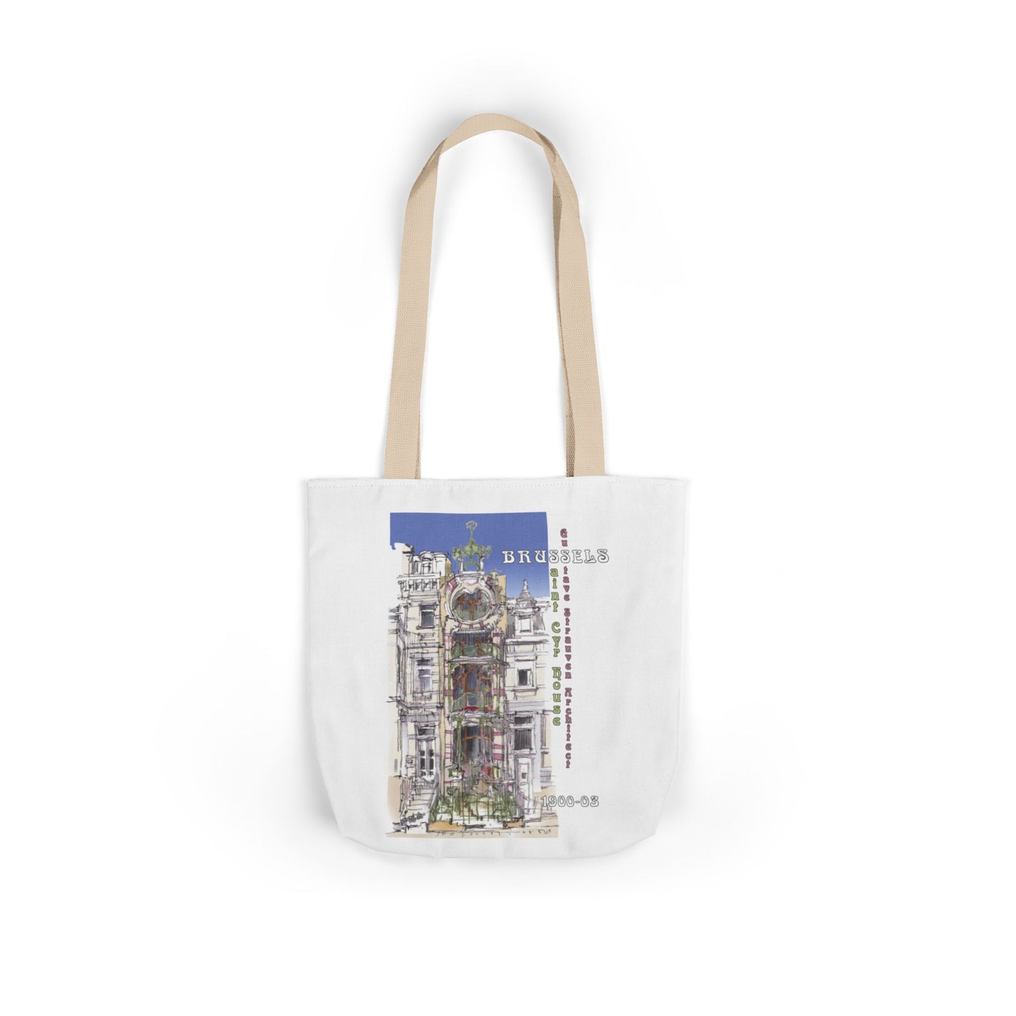 Brussel's Art-Nouveau-inspired Tote Bag with 5-Color Straps