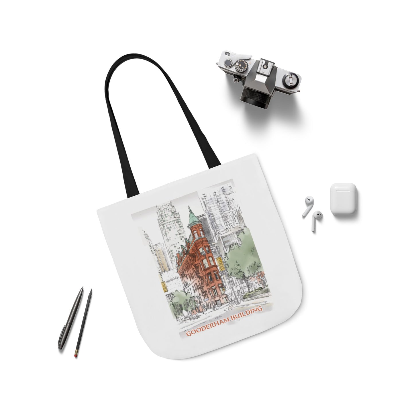 Toronto Gooderham building-inspired Tote Bag with 4-Color Straps