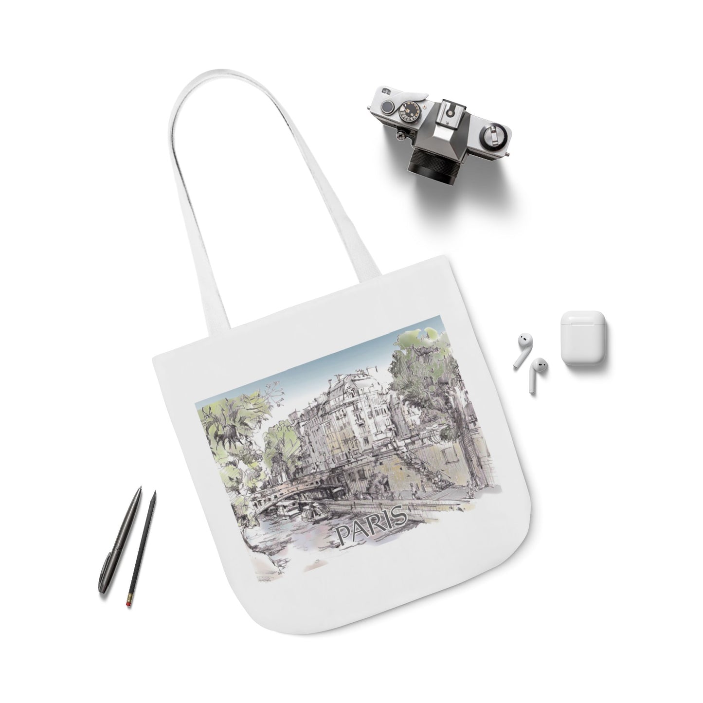 Paris-inspired Tote Bag with 4-Color Straps