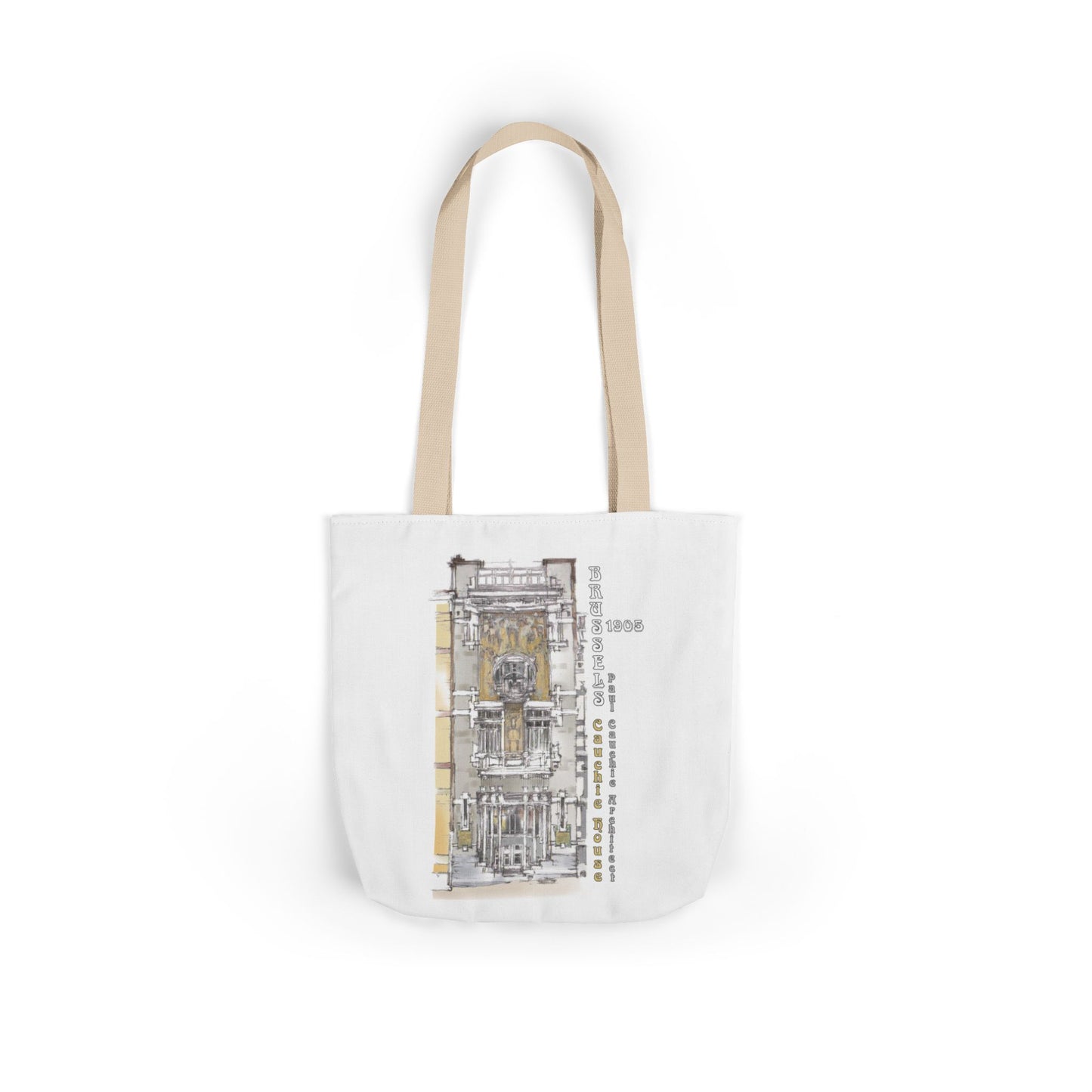 Brussel's Art-Nouveau-inspired Tote Bag with 3-Color Straps