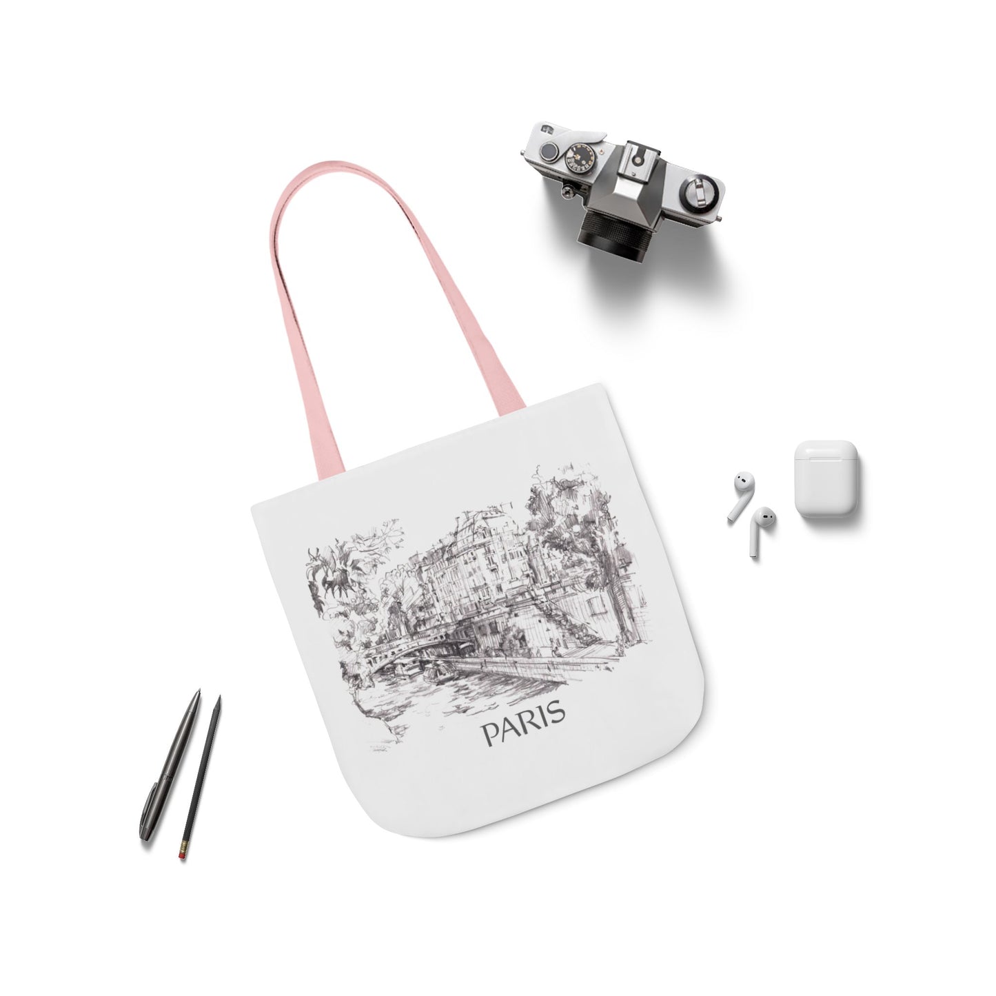 Paris-inspired Tote Bag with 5-Color Straps