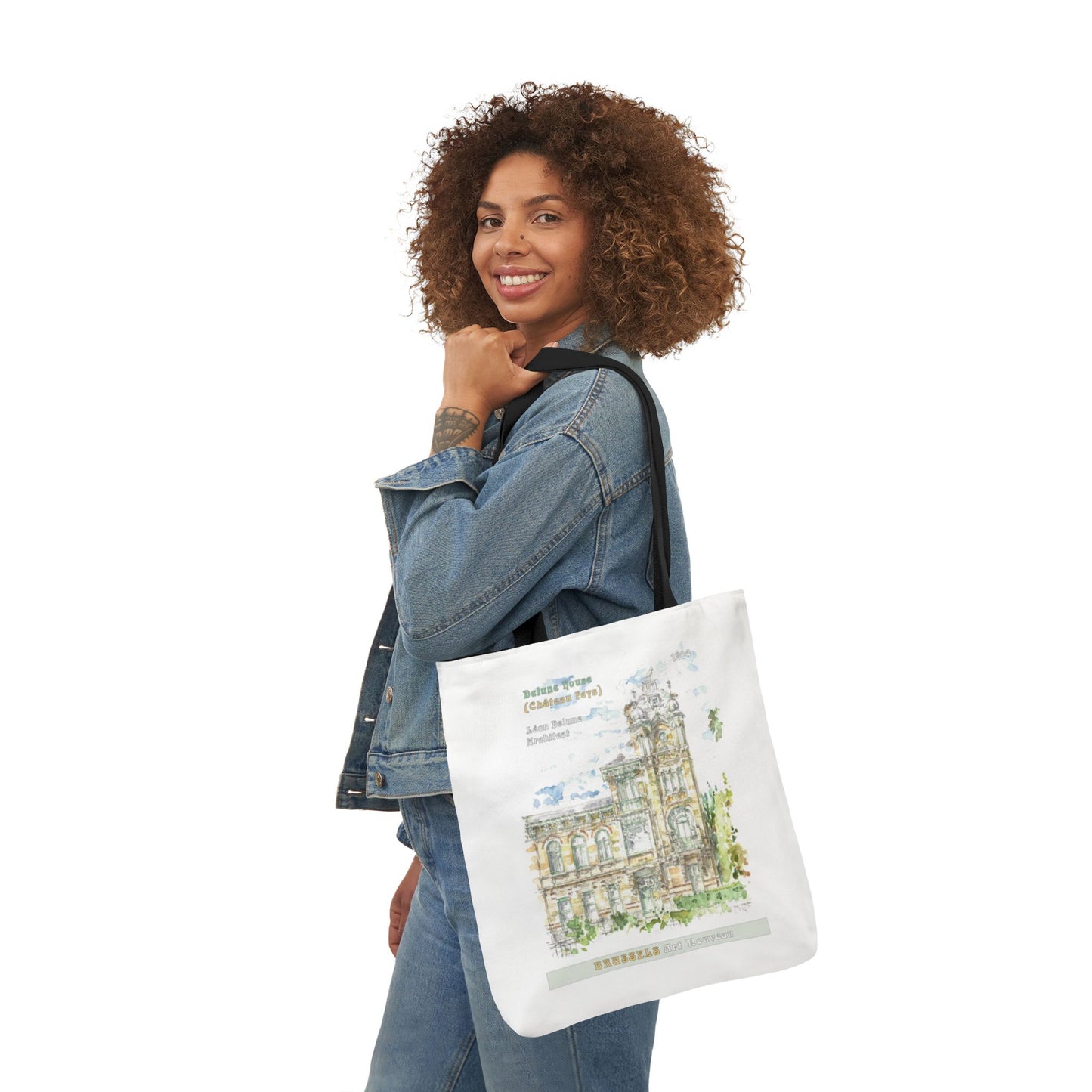 Brussel's Art-Nouveau-inspired Tote Bag with 3-Color Straps