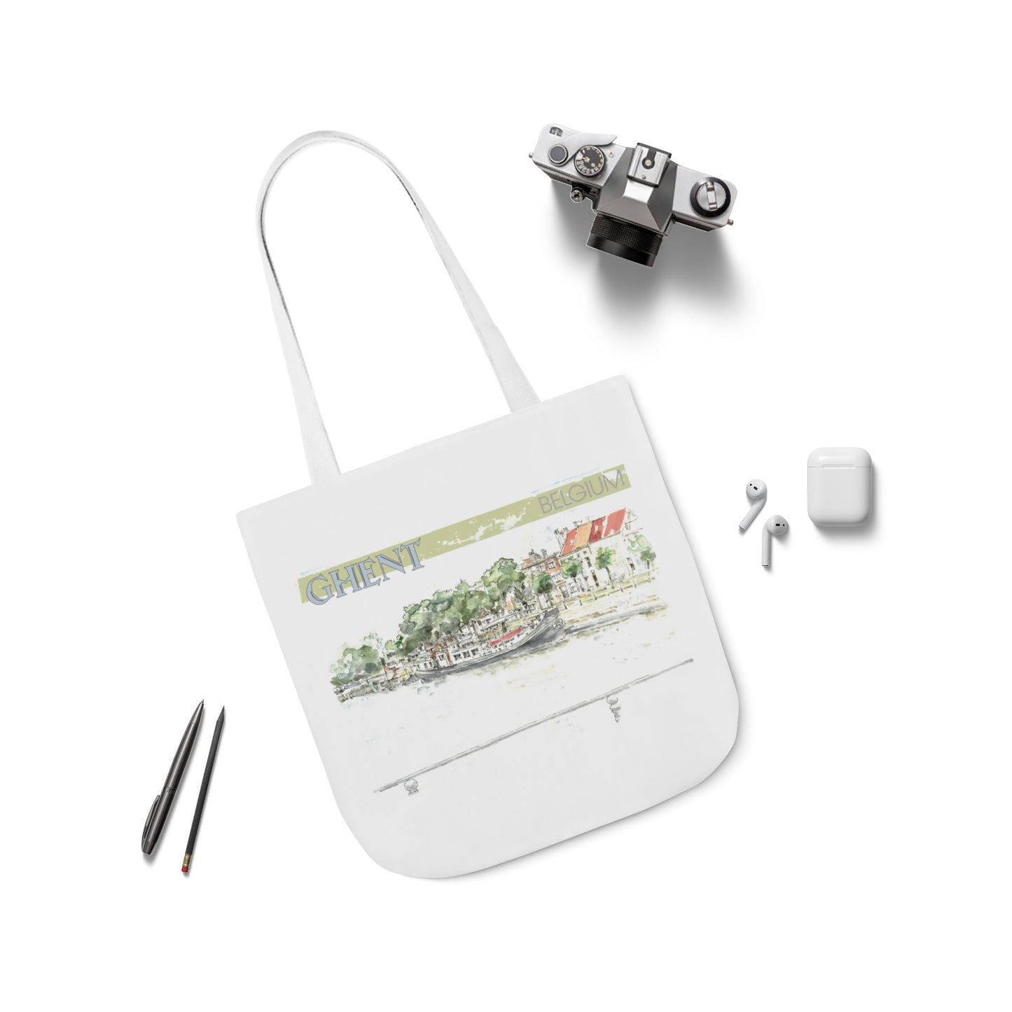 Ghent-inspired Tote Bag with 4-Color Straps