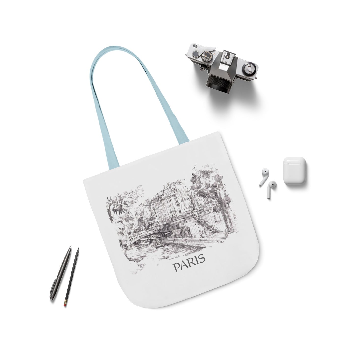 Paris-inspired Tote Bag with 5-Color Straps