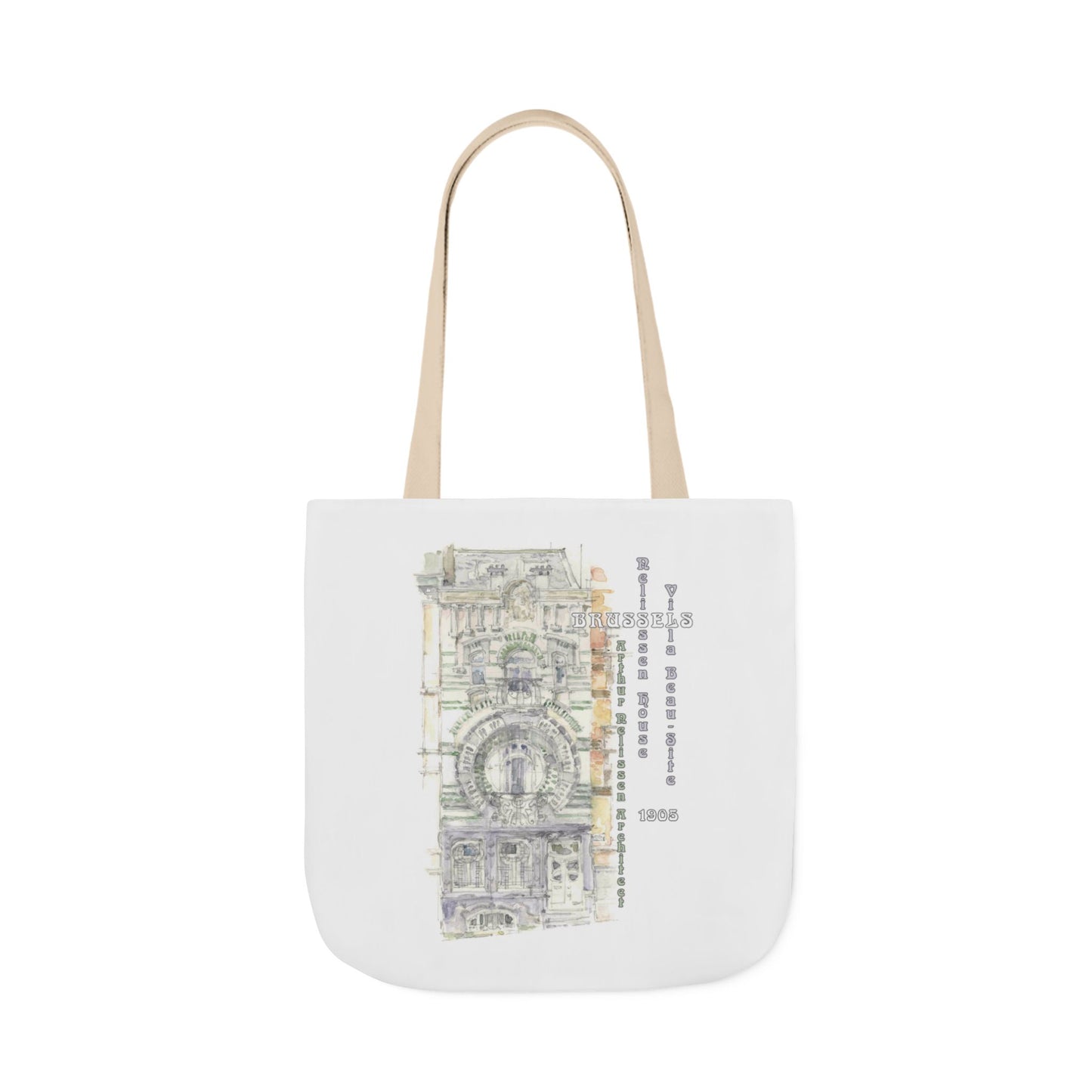 Brussel's Art-Nouveau-inspired Tote Bag with 3-Color Straps