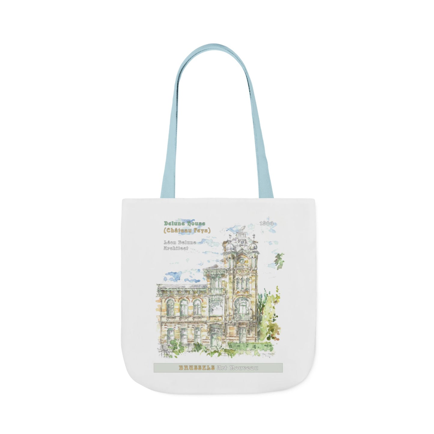 Brussel's Art-Nouveau-inspired Tote Bag with 3-Color Straps