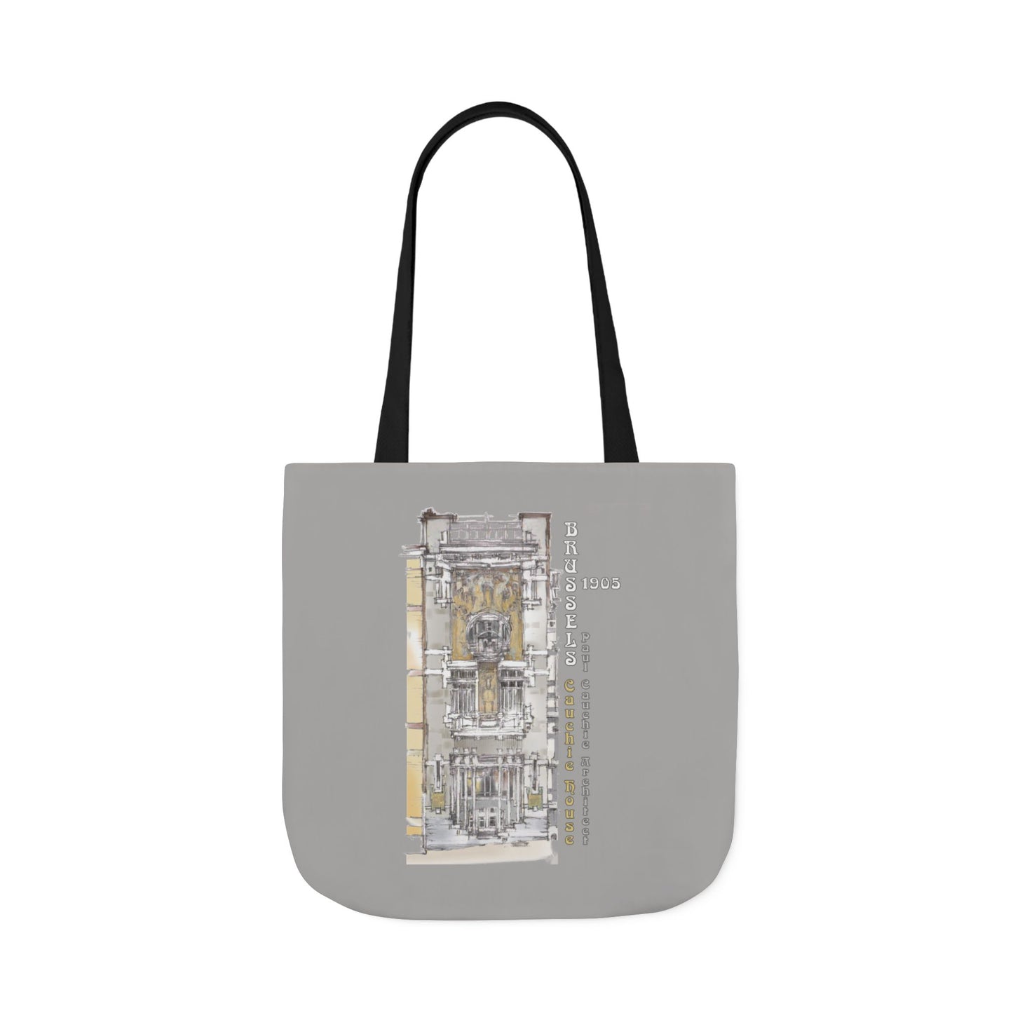 Brussel's Art-Nouveau-inspired light grey Tote Bag with 3-Color Straps