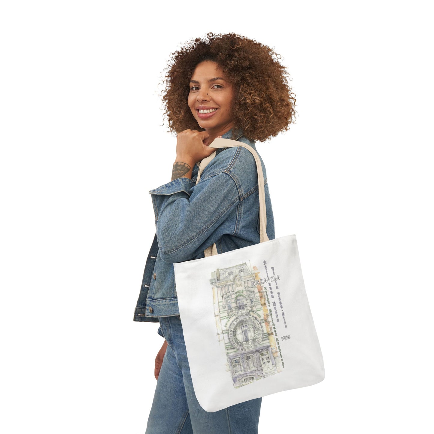 Brussel's Art-Nouveau-inspired Tote Bag with 3-Color Straps