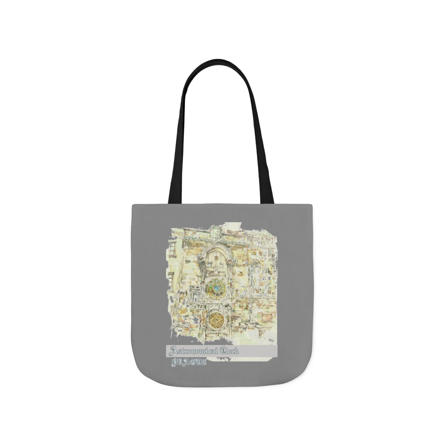 Prague-inspired grey Tote Bag with 4-Color Straps
