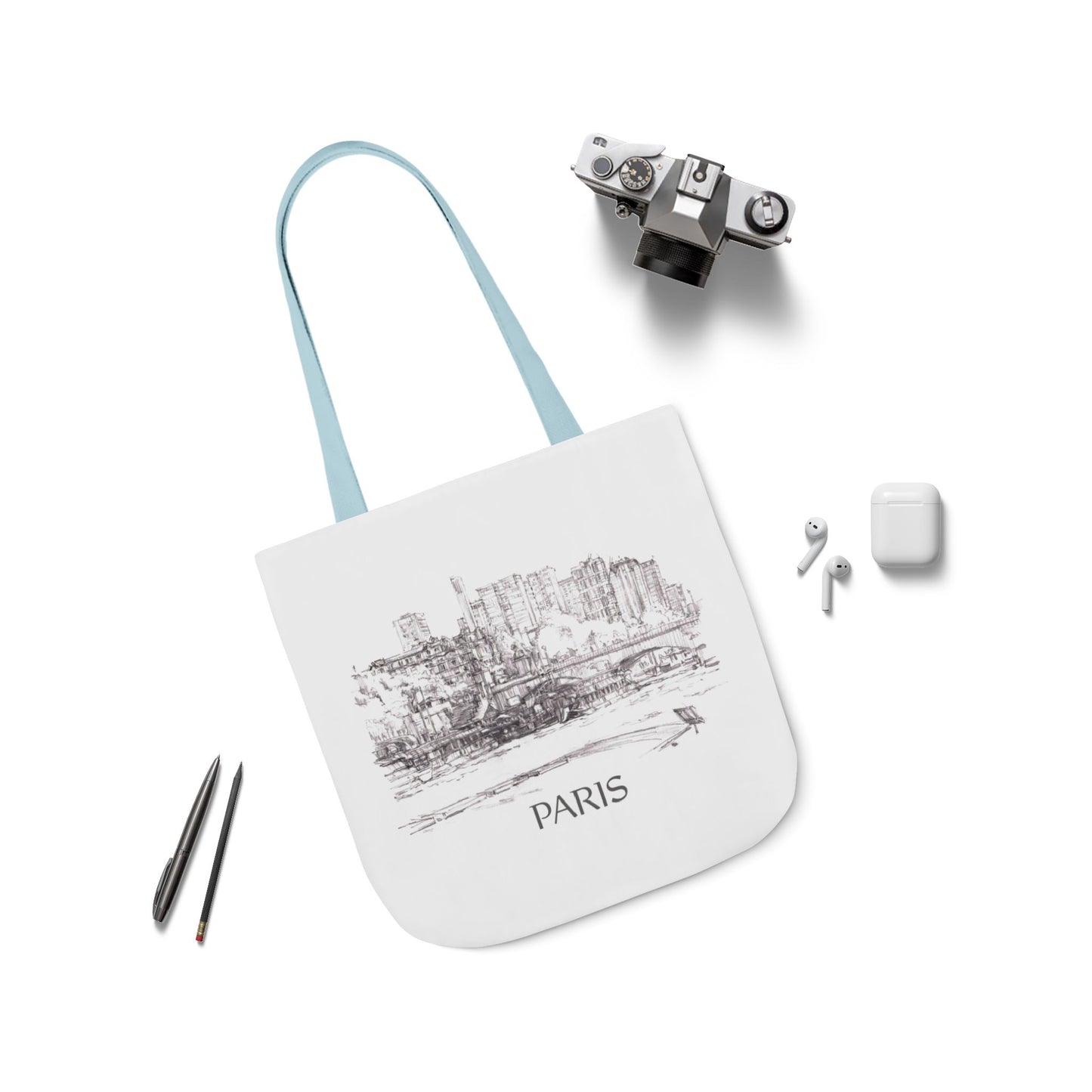 Paris-inspired Tote Bag with 5-Color Straps