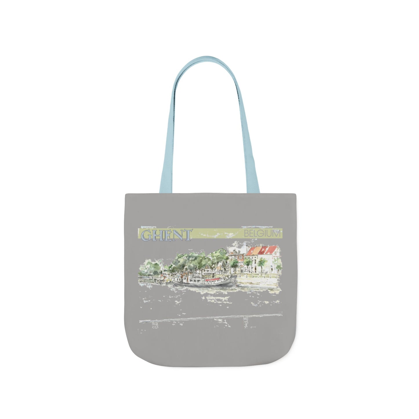 Ghent-inspired light grey Tote Bag with 4-Color Straps
