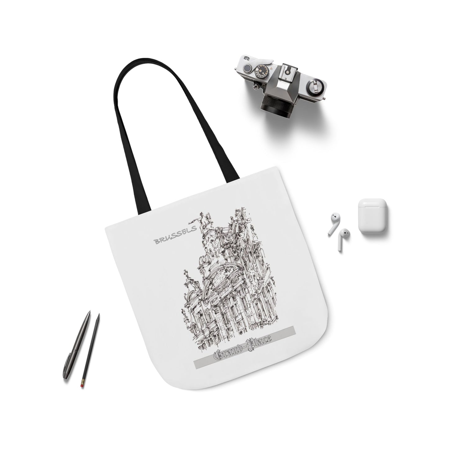 Brussel's Grand-Place-inspired Tote Bag with 4-Color Straps