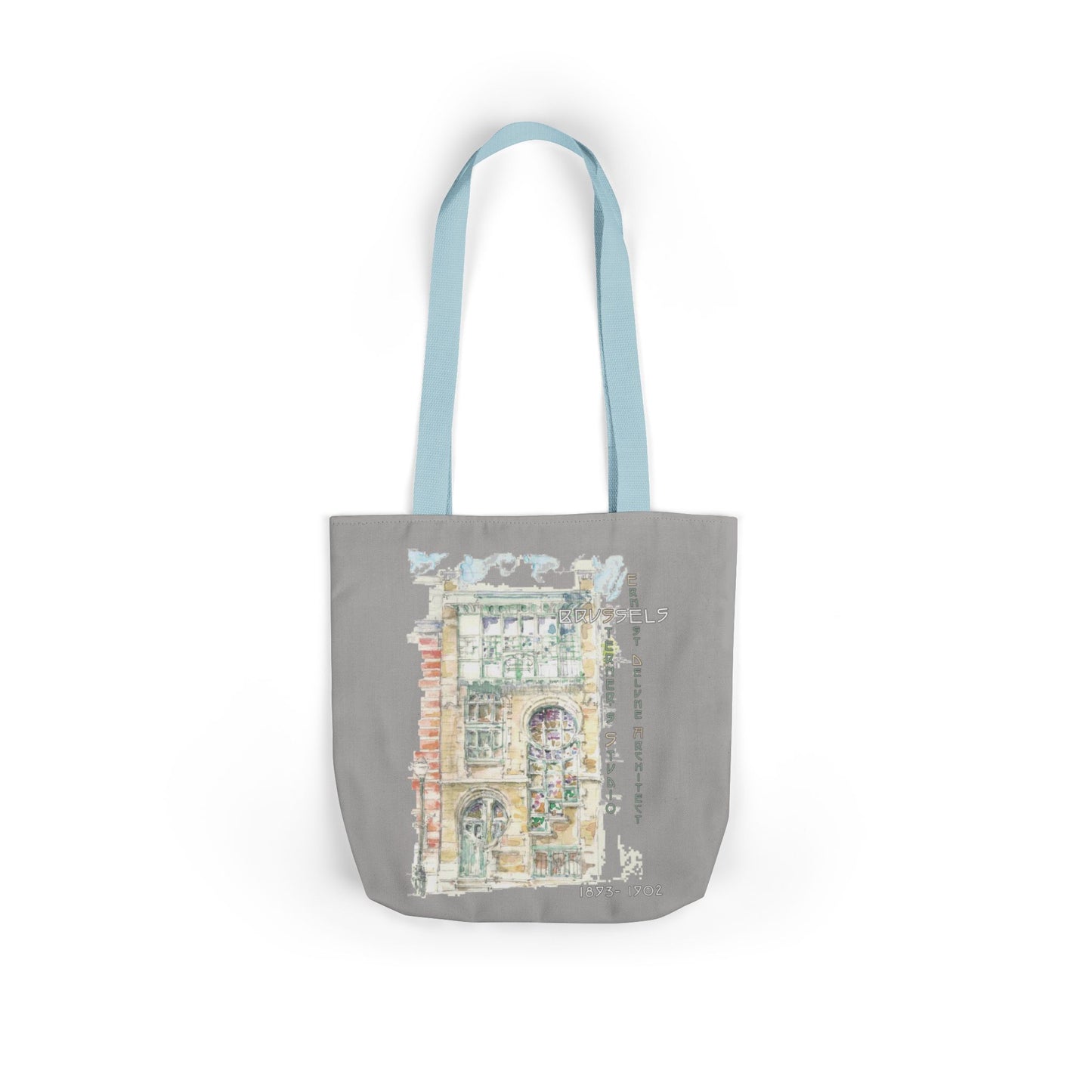 Art-Nouveau-inspired light grey Tote Bag with 5-Color Straps