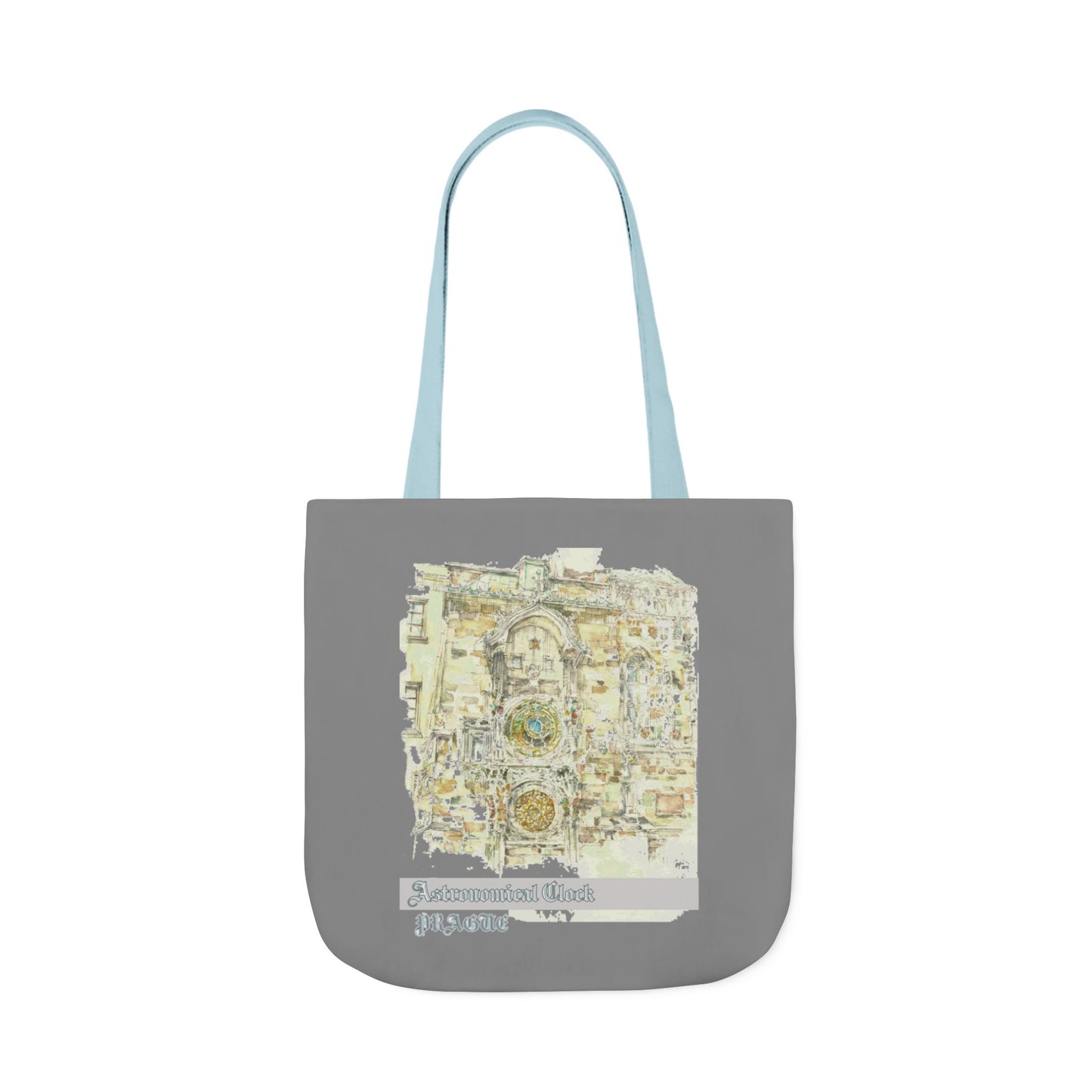 Prague-inspired grey Tote Bag with 4-Color Straps