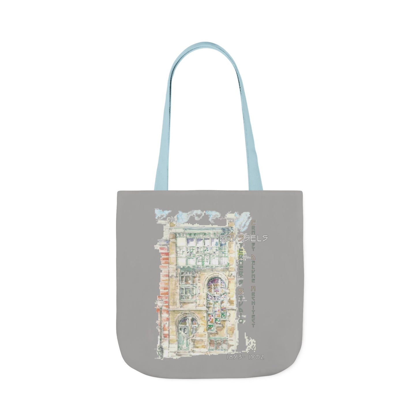Art-Nouveau-inspired light grey Tote Bag with 5-Color Straps