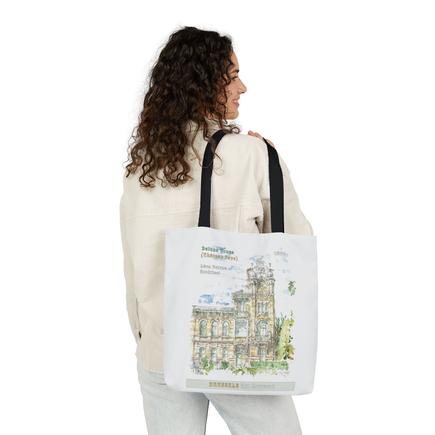 Brussel's Art-Nouveau-inspired Tote Bag with 3-Color Straps