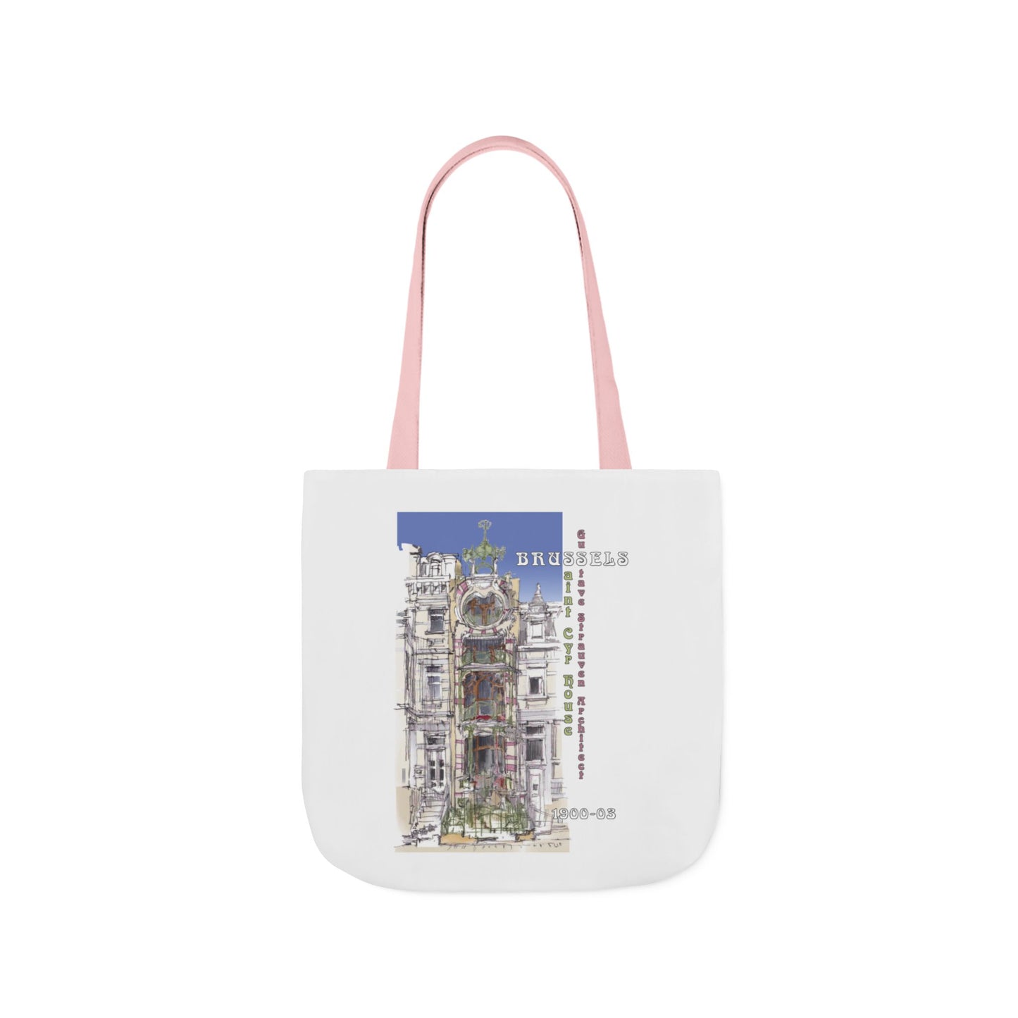 Brussel's Art-Nouveau-inspired Tote Bag with 5-Color Straps