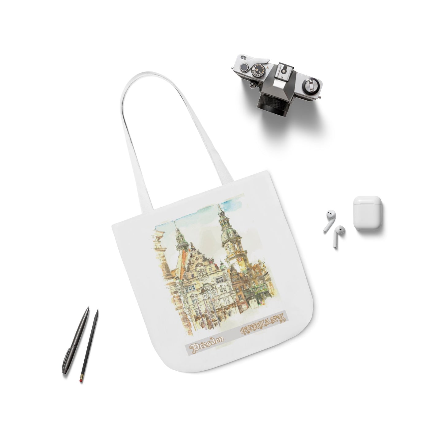 Dresden-inspired Tote Bag with 4-Color Straps