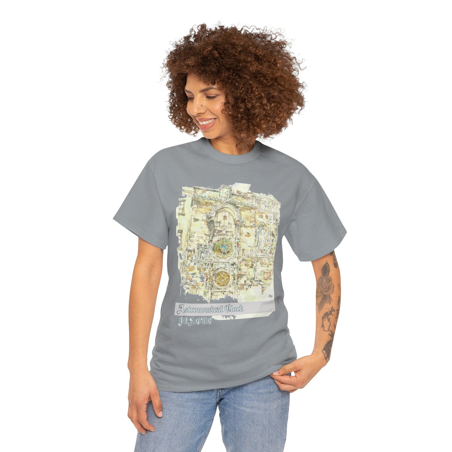 Prague Astronomical Clock-Inspired Unisex Crewneck T-shirt