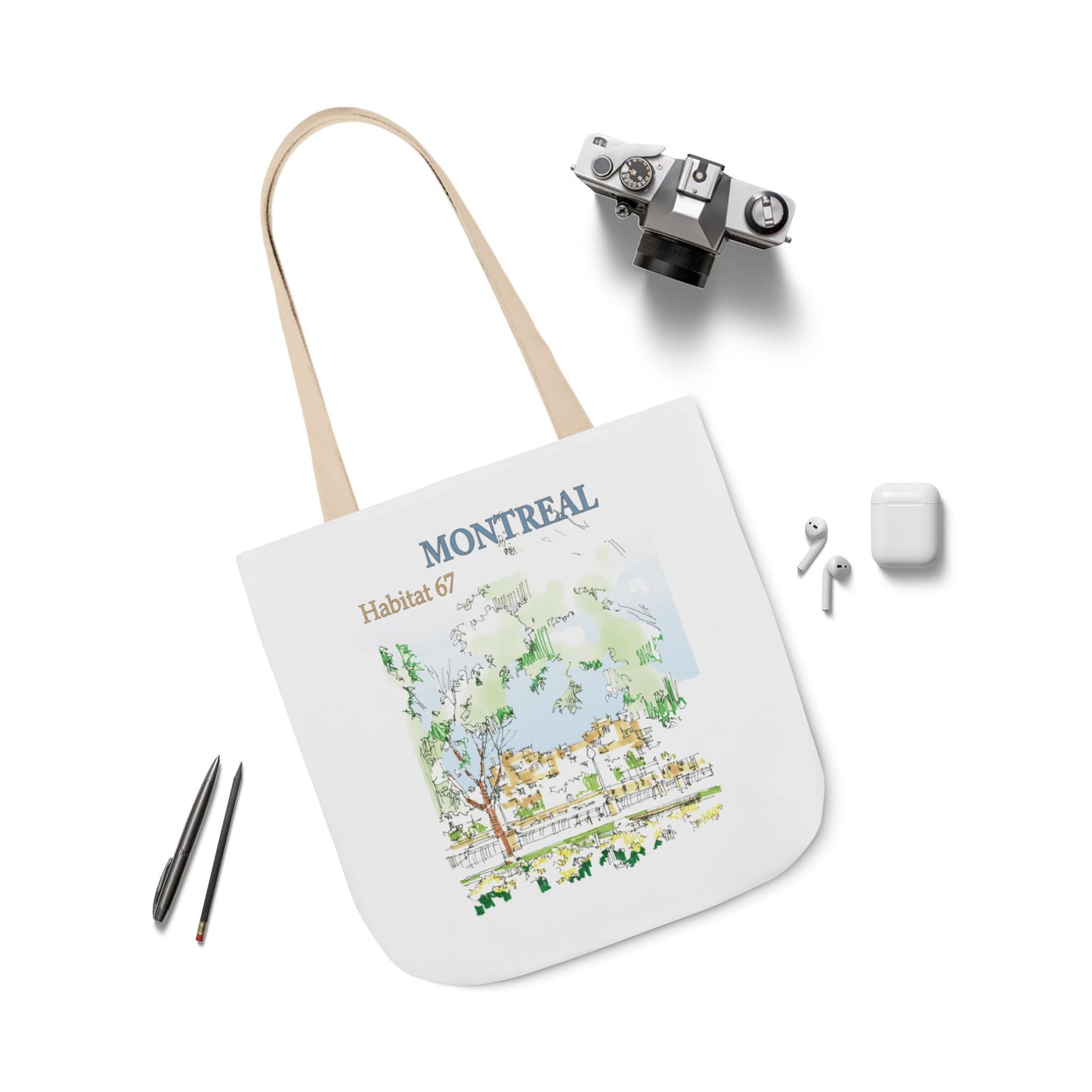 Montreal-inspired Tote Bag with 4-Color Straps