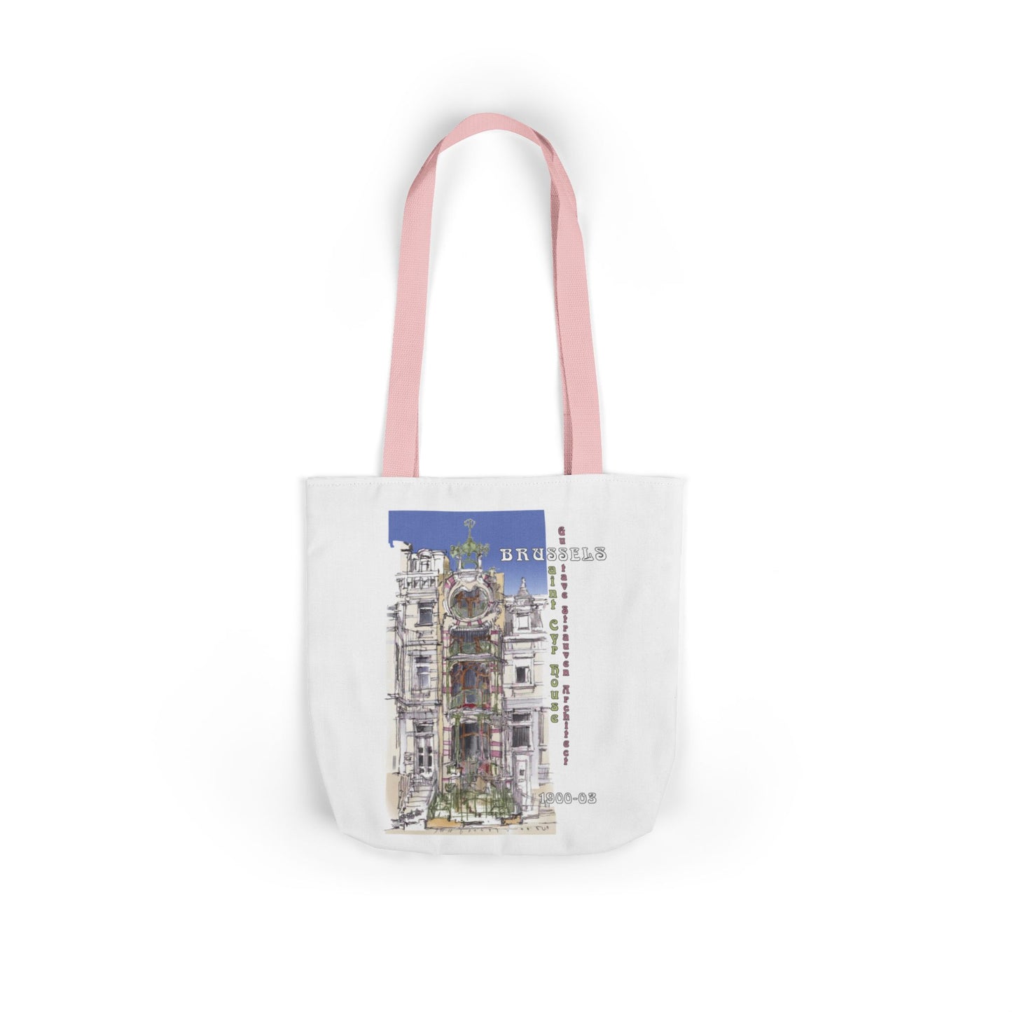 Brussel's Art-Nouveau-inspired Tote Bag with 5-Color Straps