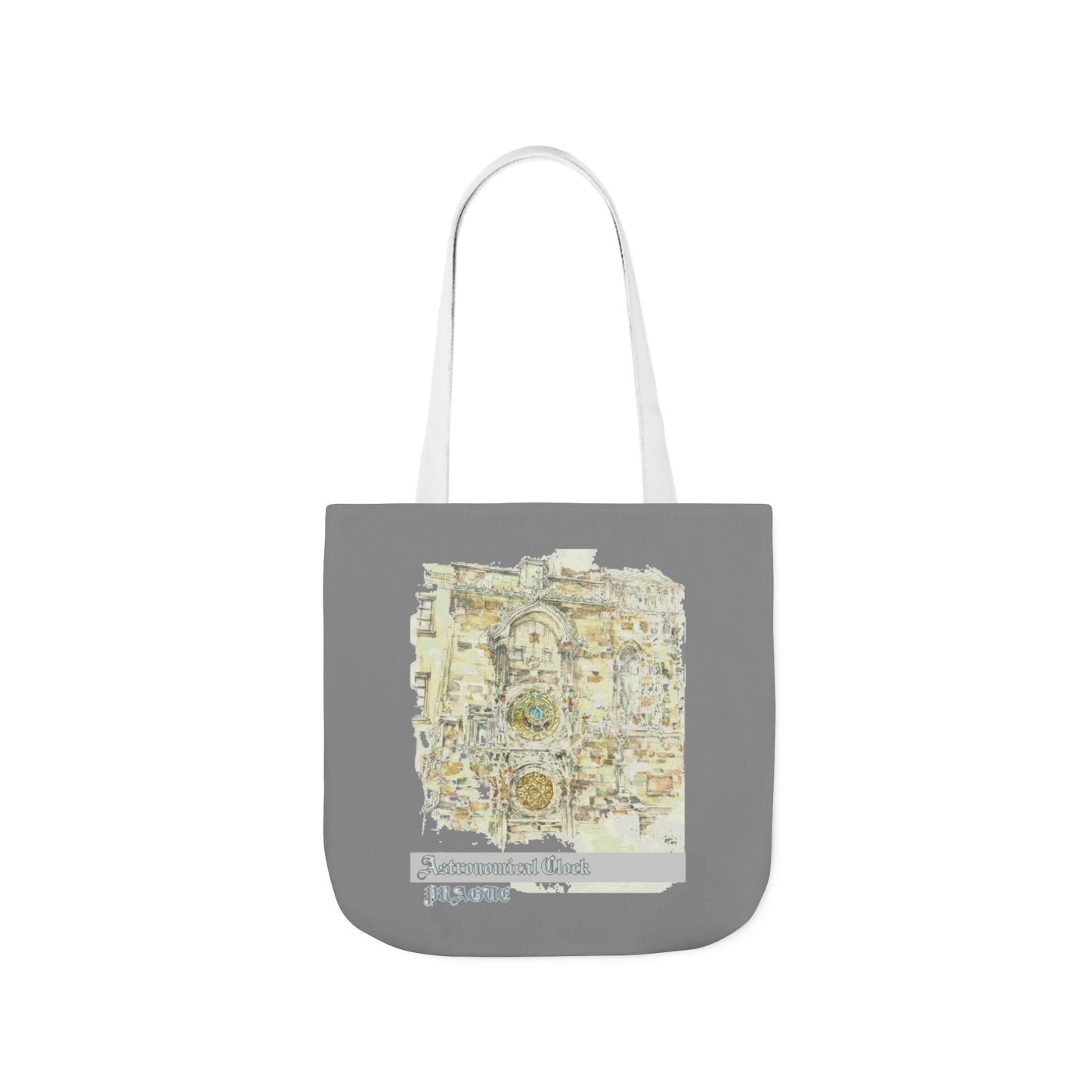 Prague-inspired grey Tote Bag with 4-Color Straps