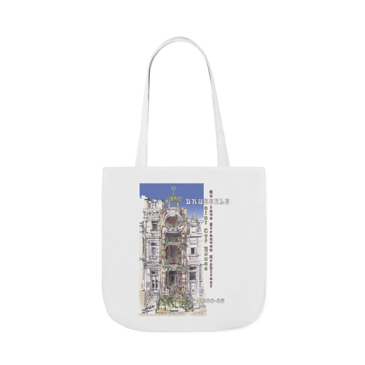 Brussel's Art-Nouveau-inspired Tote Bag with 5-Color Straps