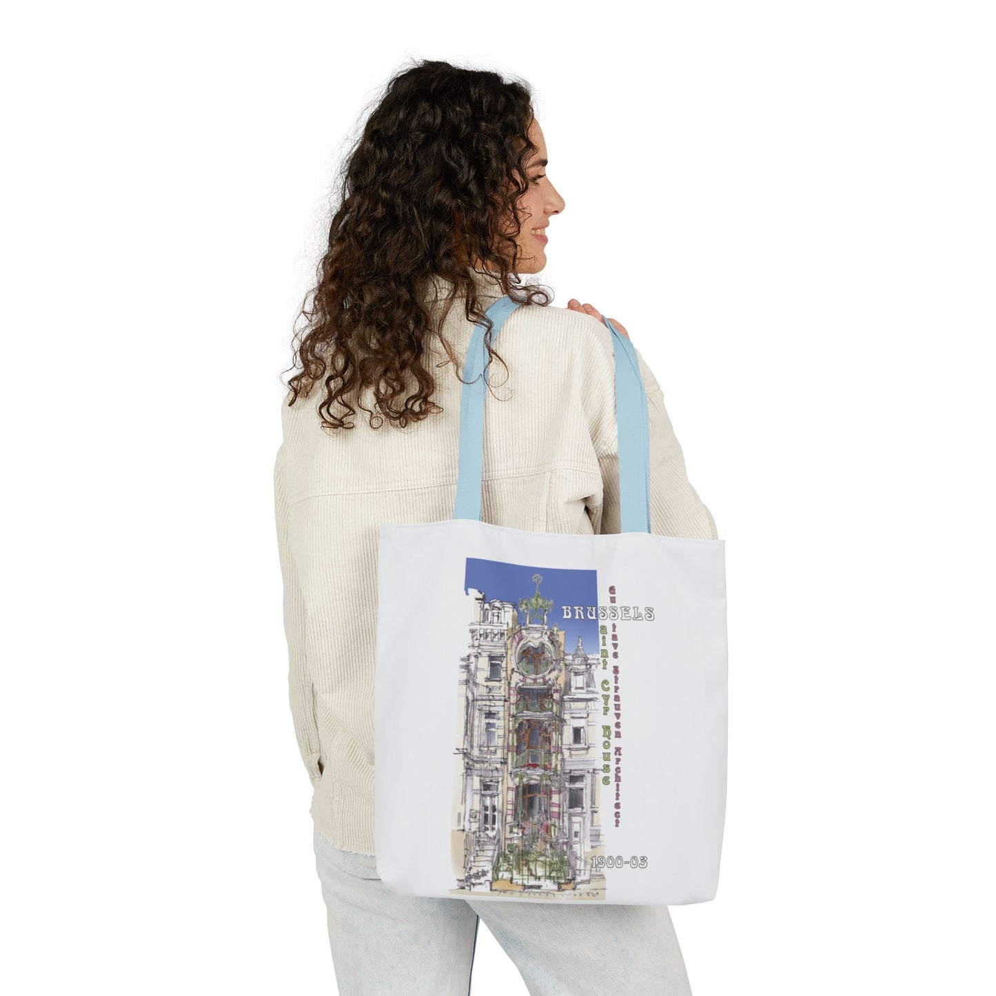 Brussel's Art-Nouveau-inspired Tote Bag with 5-Color Straps