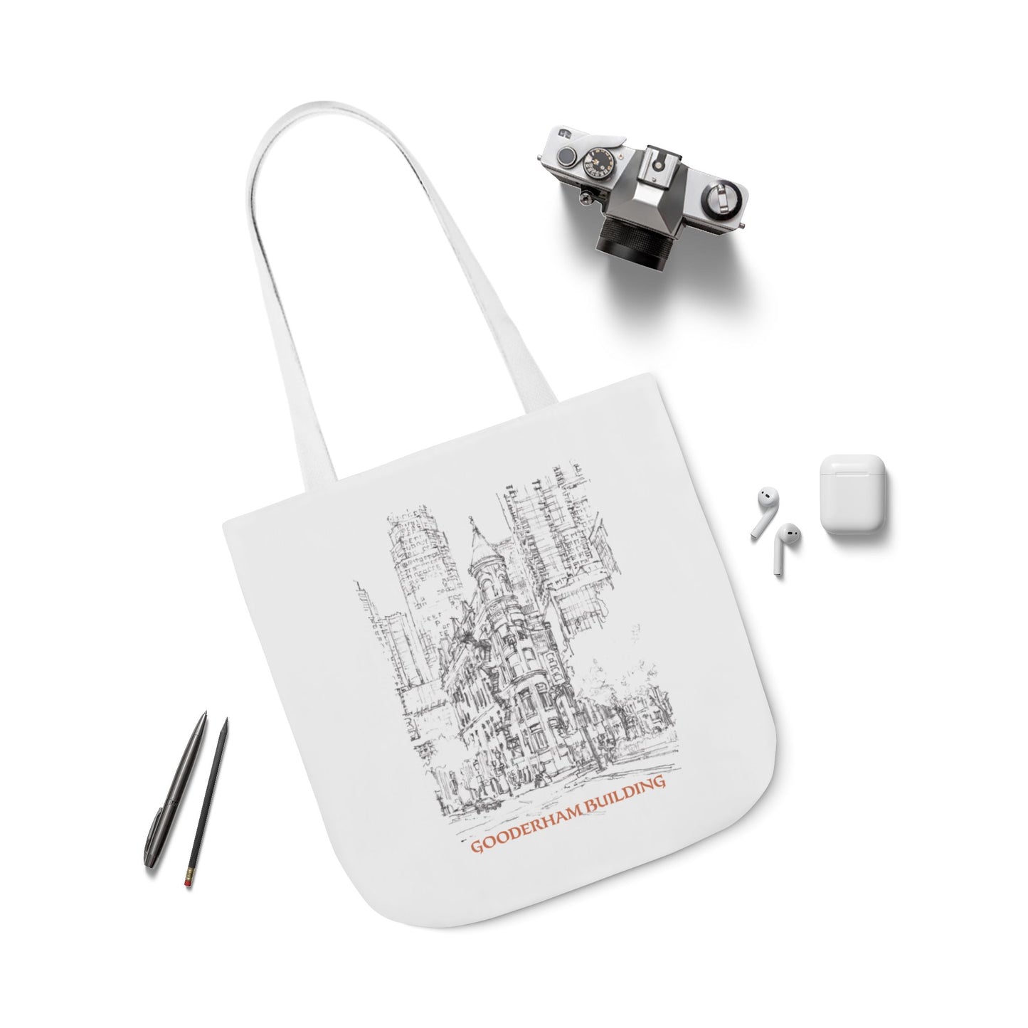Toronto Gooderham building-inspired Tote Bag with 4-Color Straps